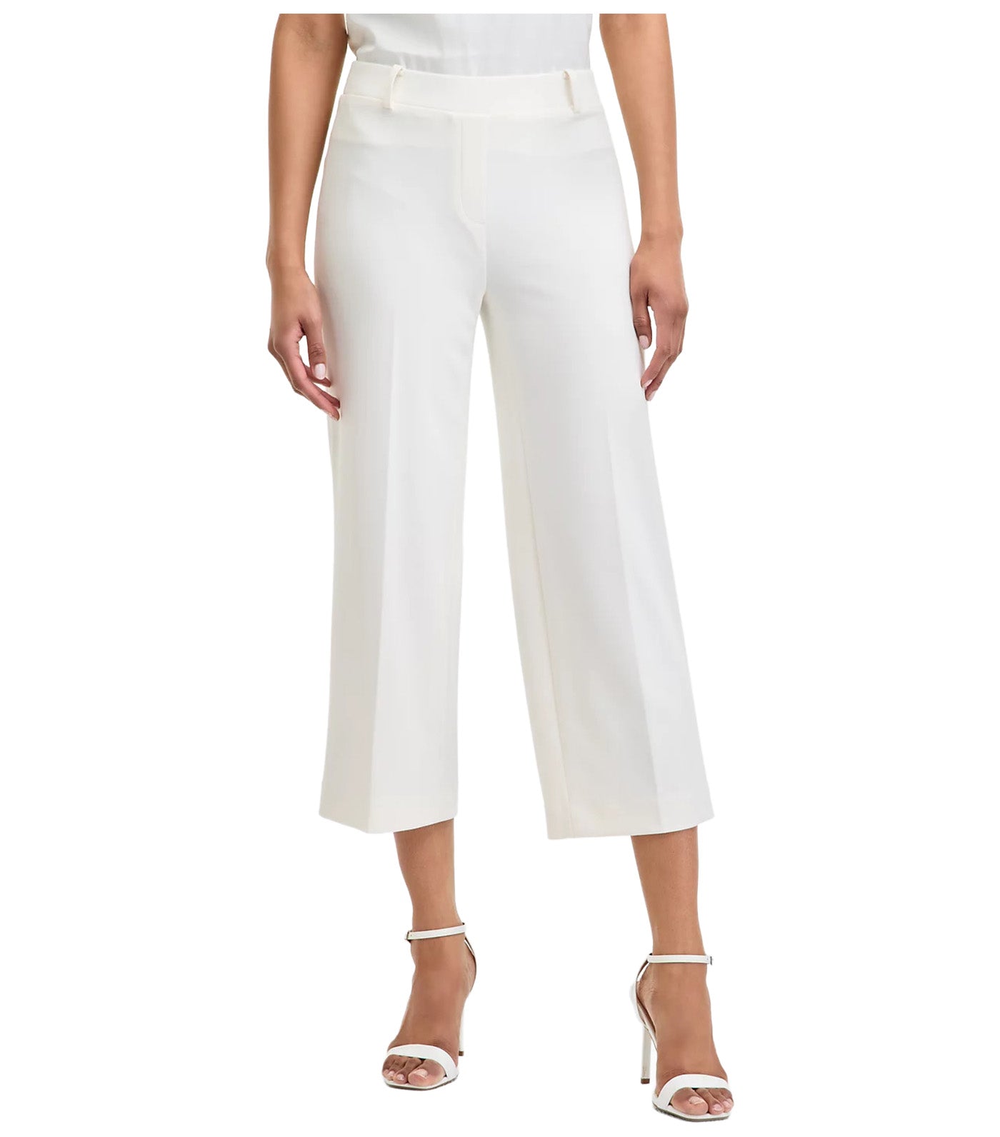 Women's Pull-on Cropped Wide-Leg Pants White Dove