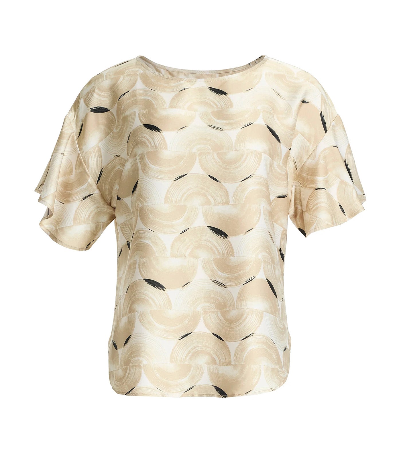 Bateau Neck Flutter Sleeve Blouse Safari Multi