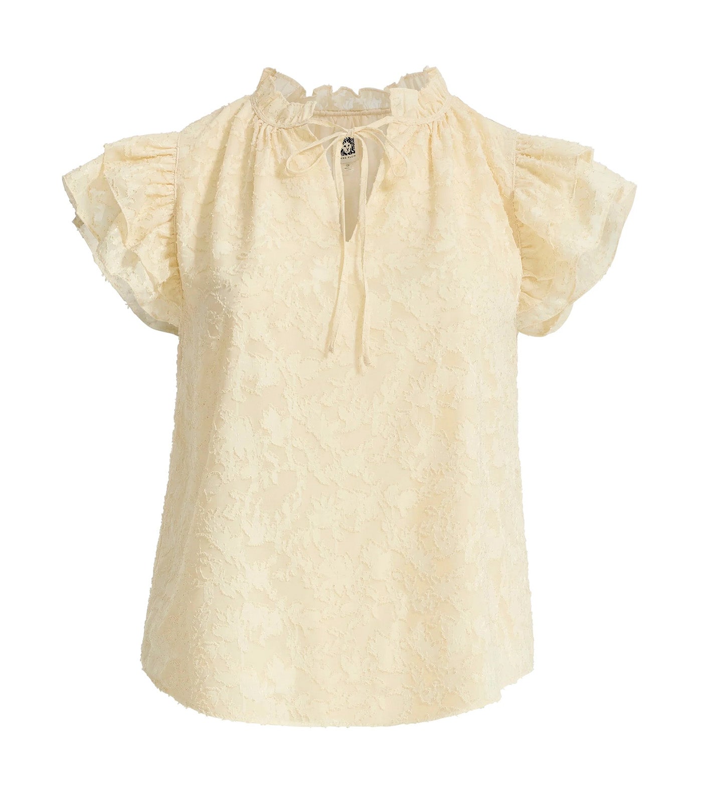 Ruffle Sleeve Tie Blouse LT Parchment