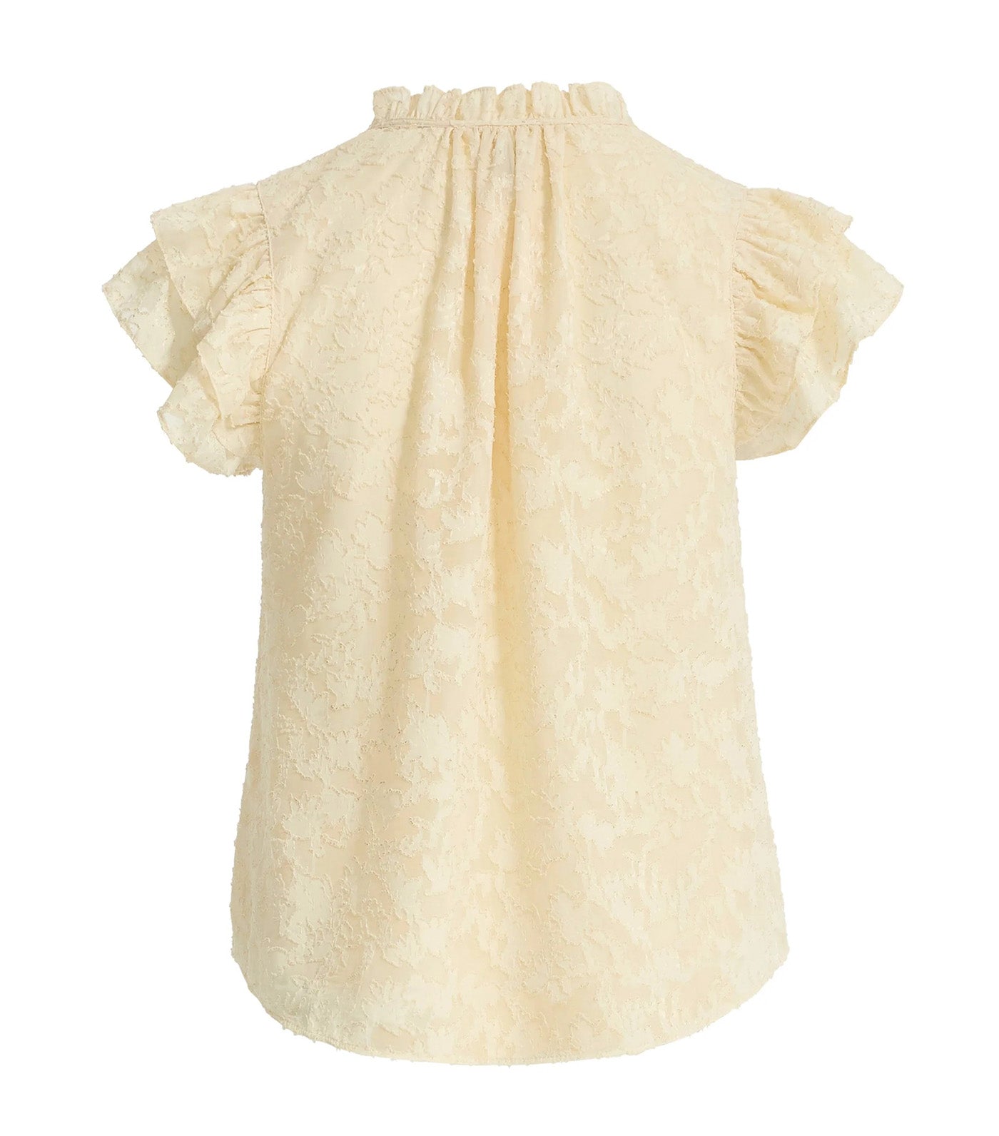 Ruffle Sleeve Tie Blouse LT Parchment