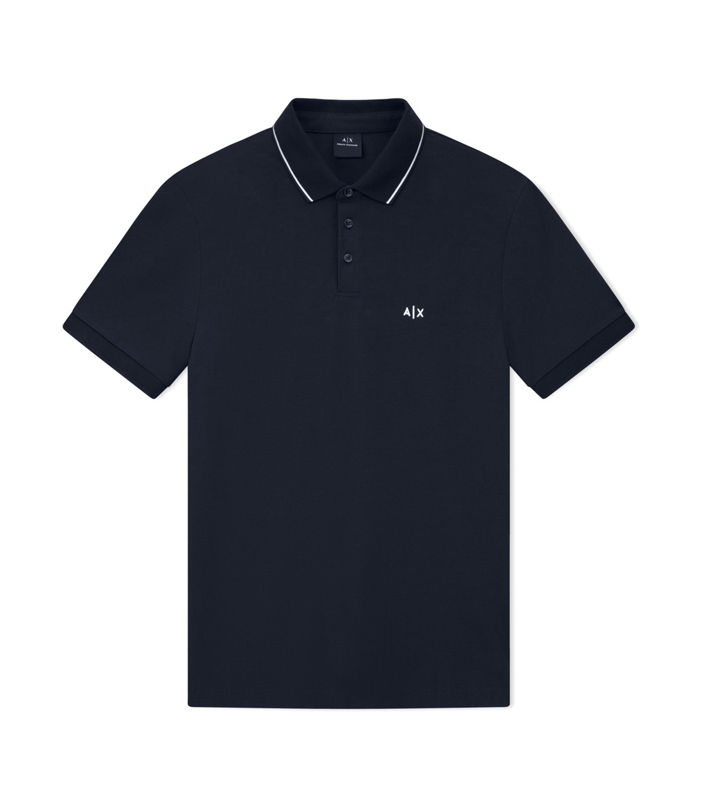 Slim Fit Polo Shirt with Logo and Piping Dark Sapphire