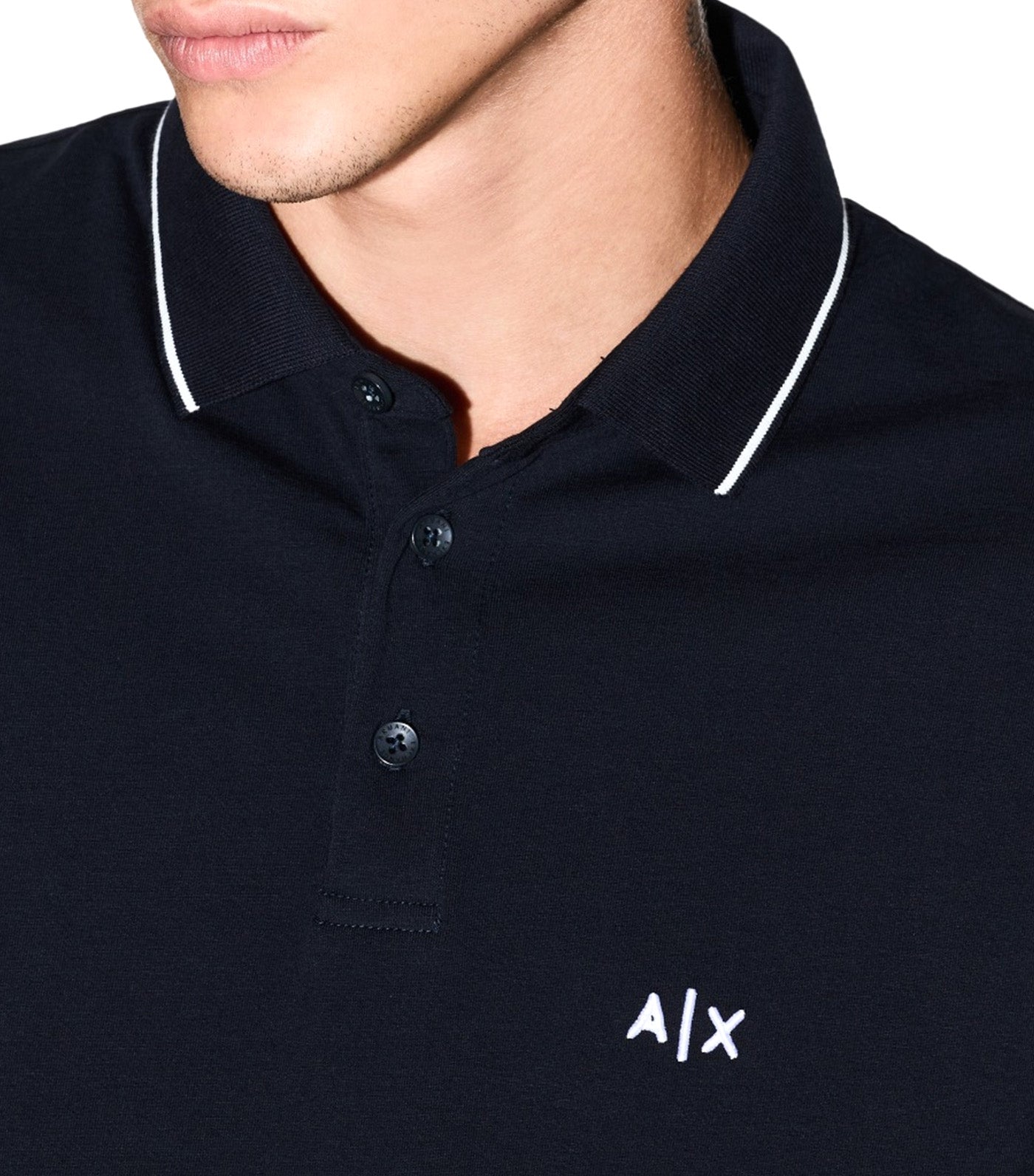 Slim Fit Polo Shirt with Logo and Piping Dark Sapphire