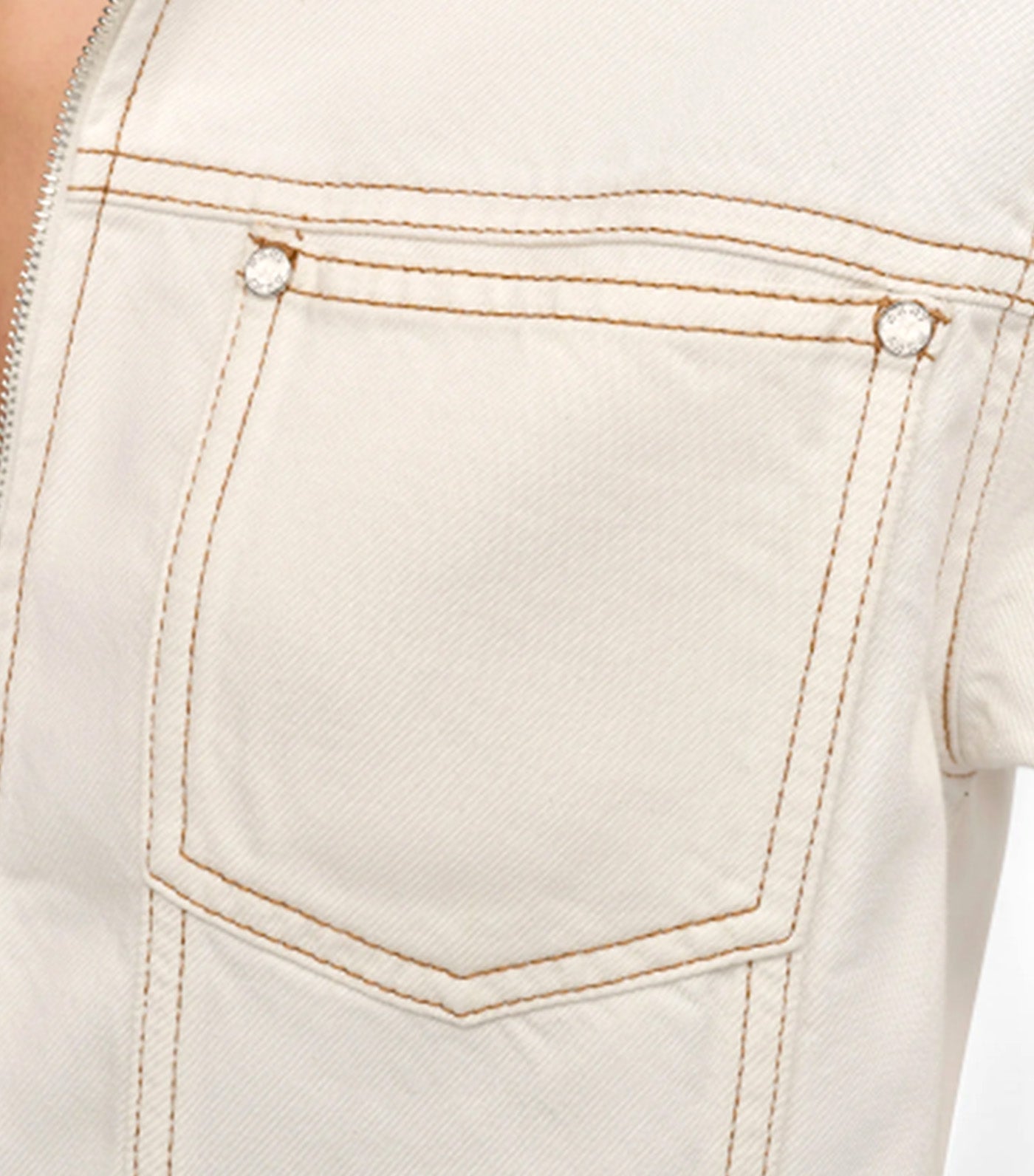 Denim Zip Front Shirt Ecru