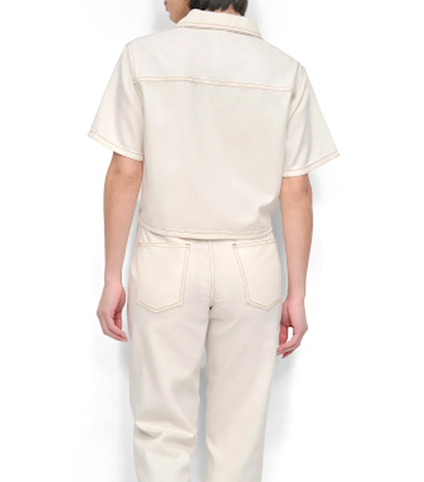 Denim Zip Front Shirt Ecru