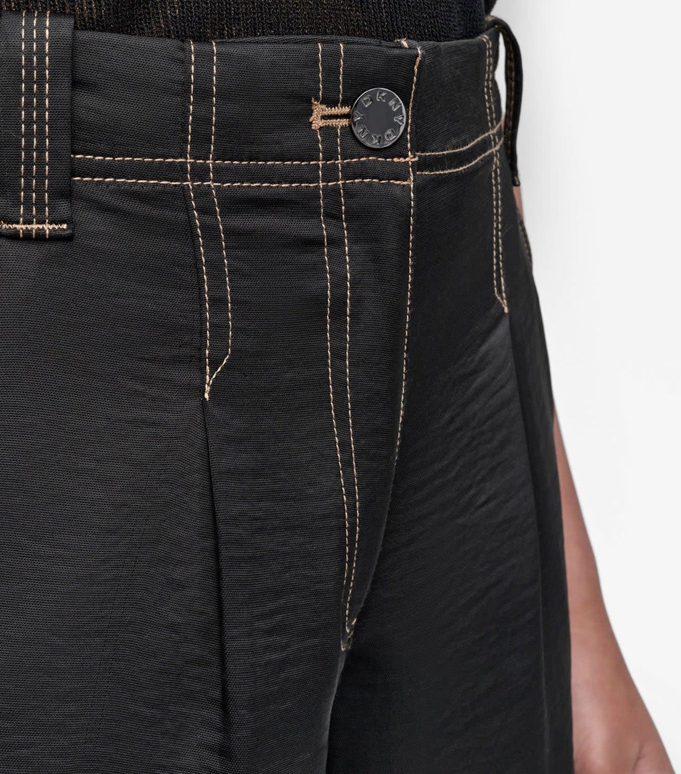 Glazed Dressing Contrast Stitch Pants Black