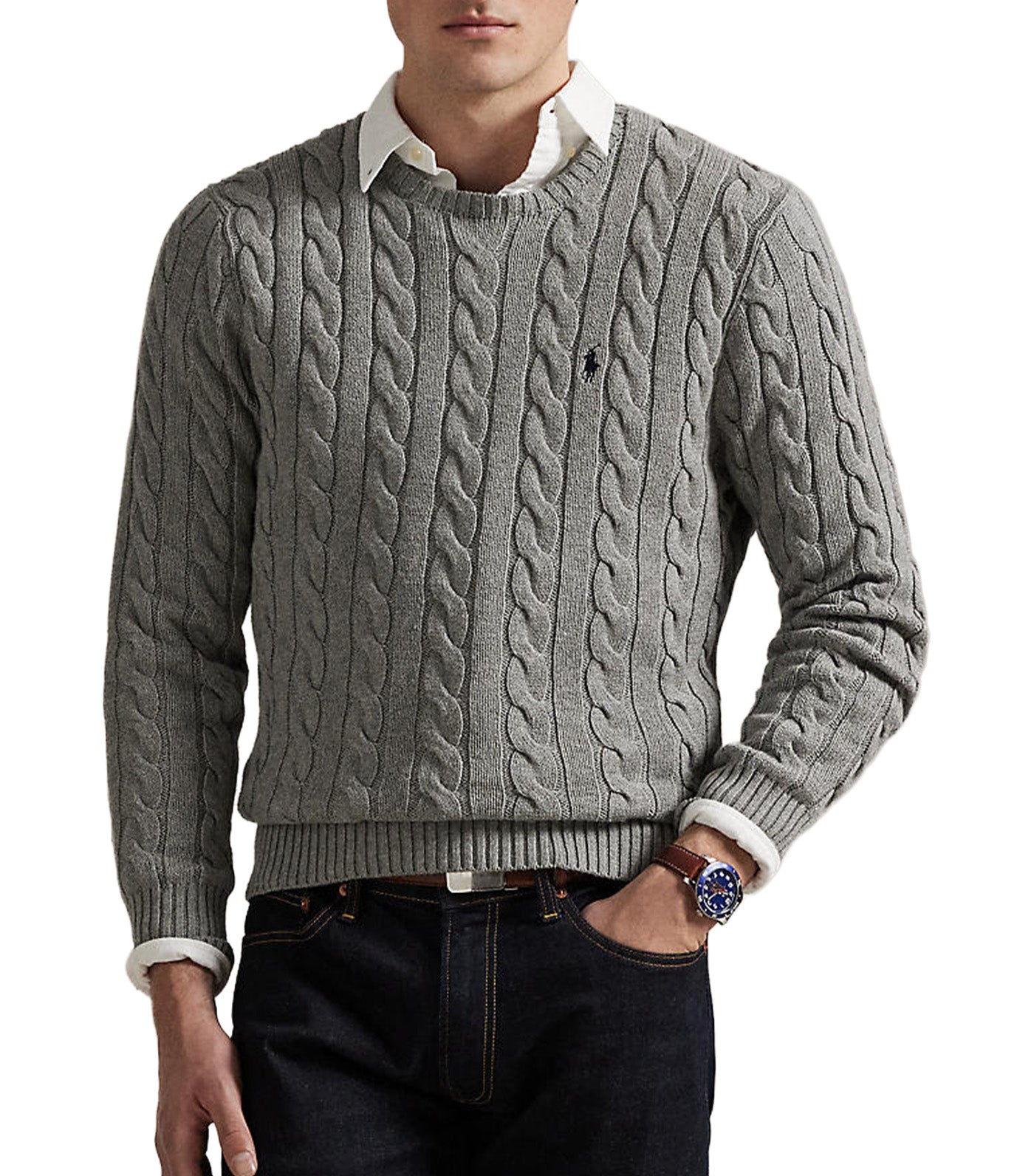 Men's Cable-Knit Cotton Sweater