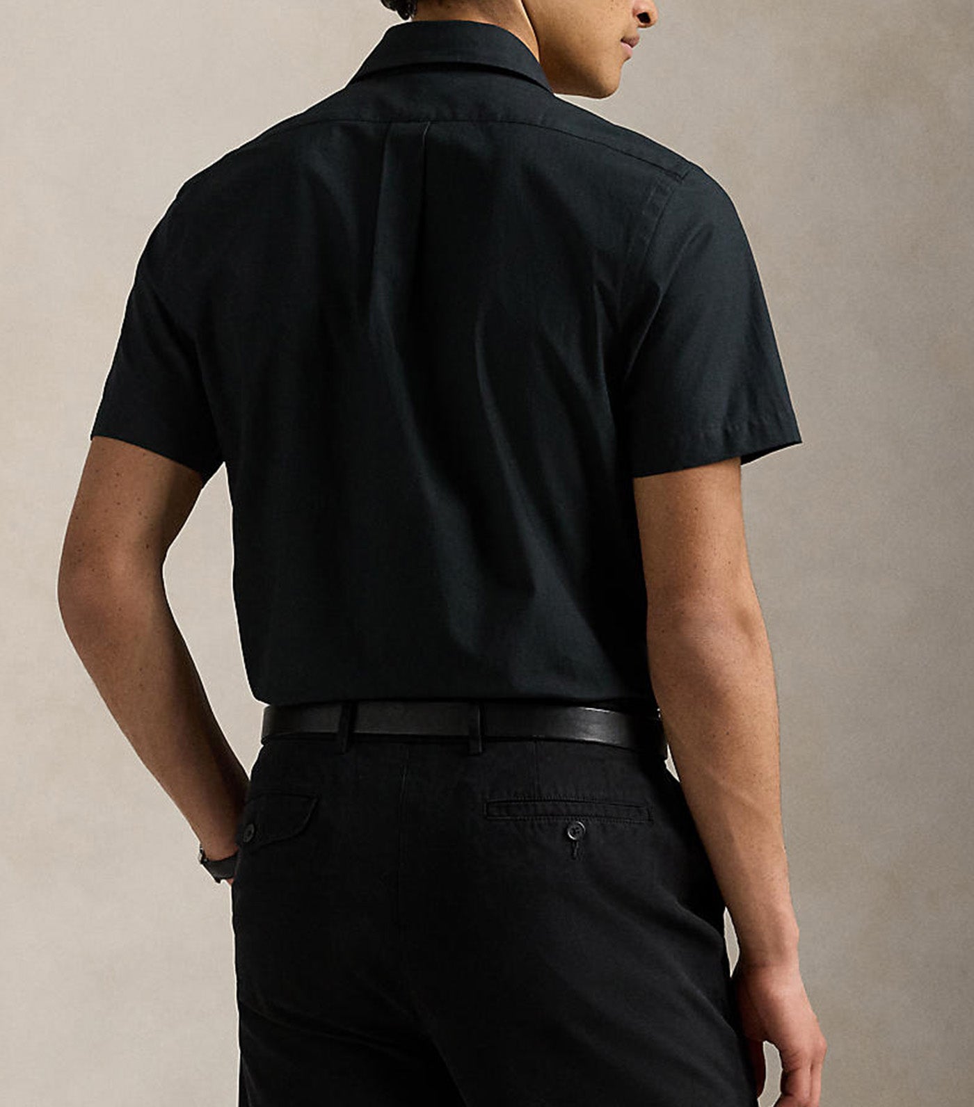 Custom Fit Stretch Poplin Shirt Black