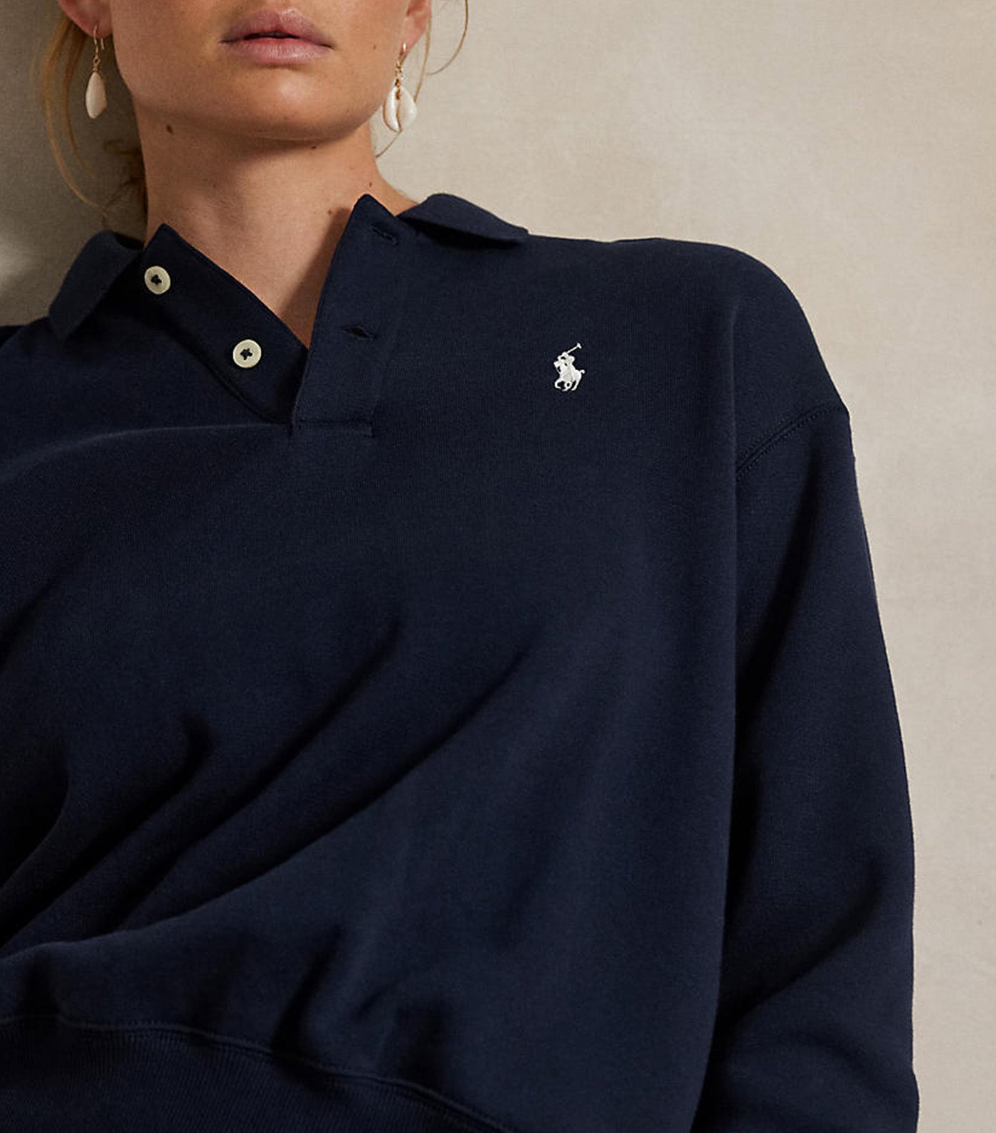Fleece Polo Pullover Blue