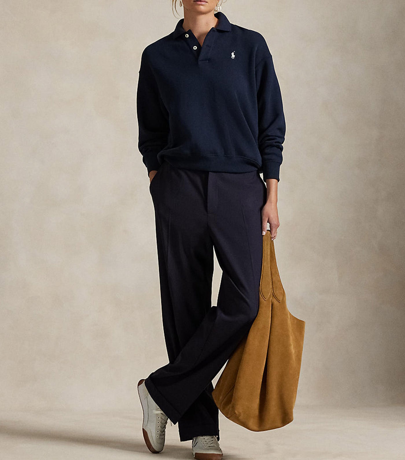 Fleece Polo Pullover Blue