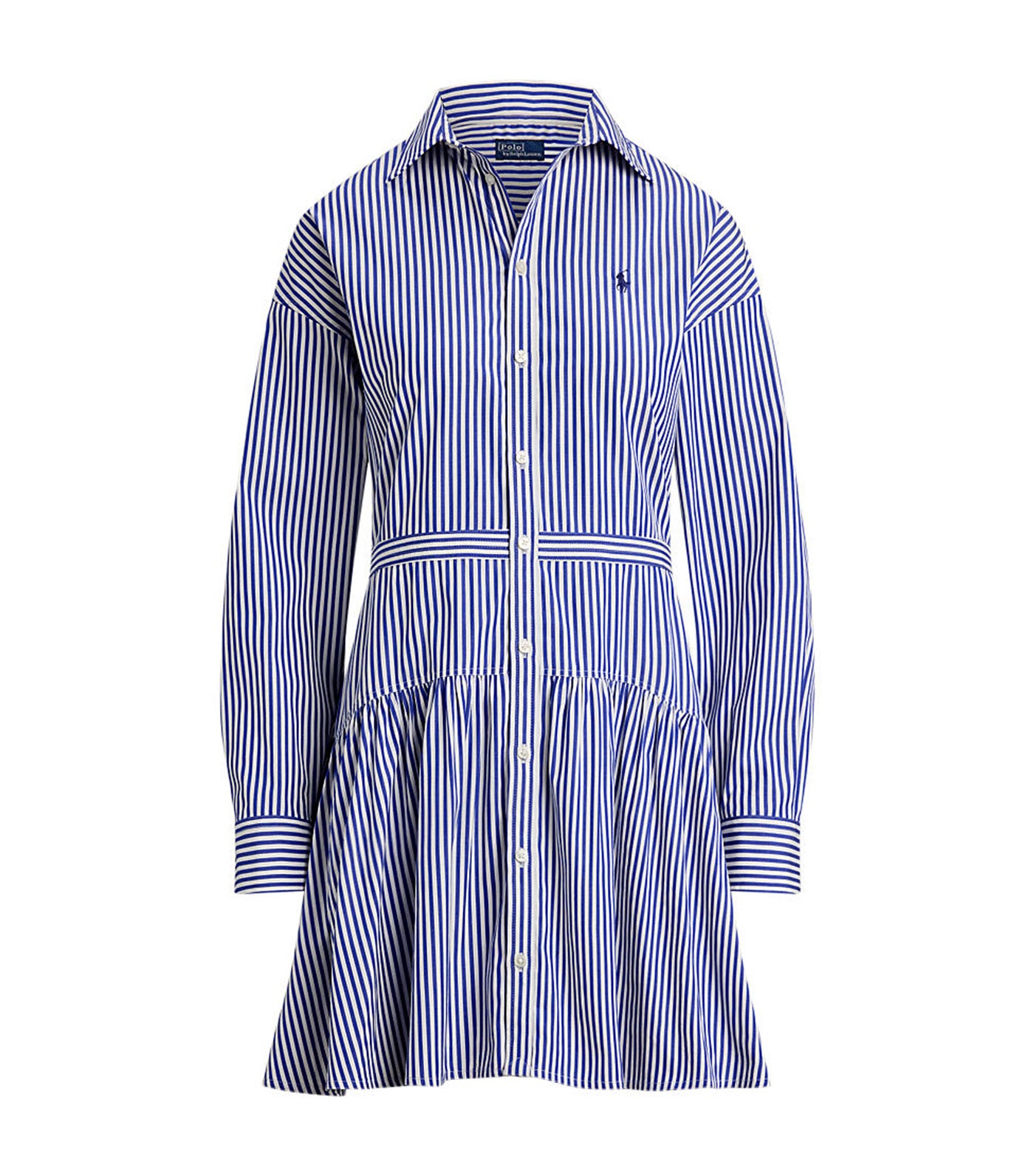 Striped Cotton Panelled Shirtdress Blue/White Stripe