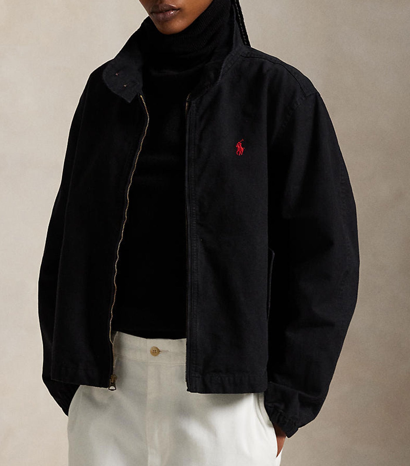 Cotton Canvas Jacket Polo Black