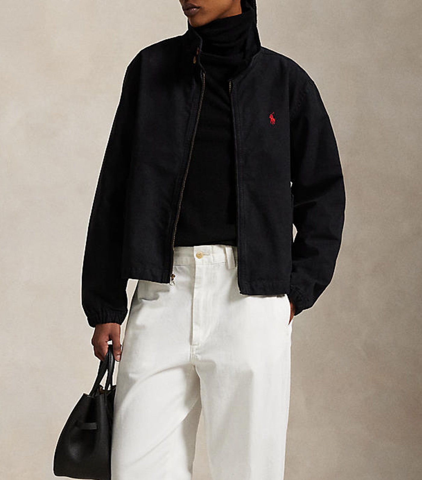 Cotton Canvas Jacket Polo Black