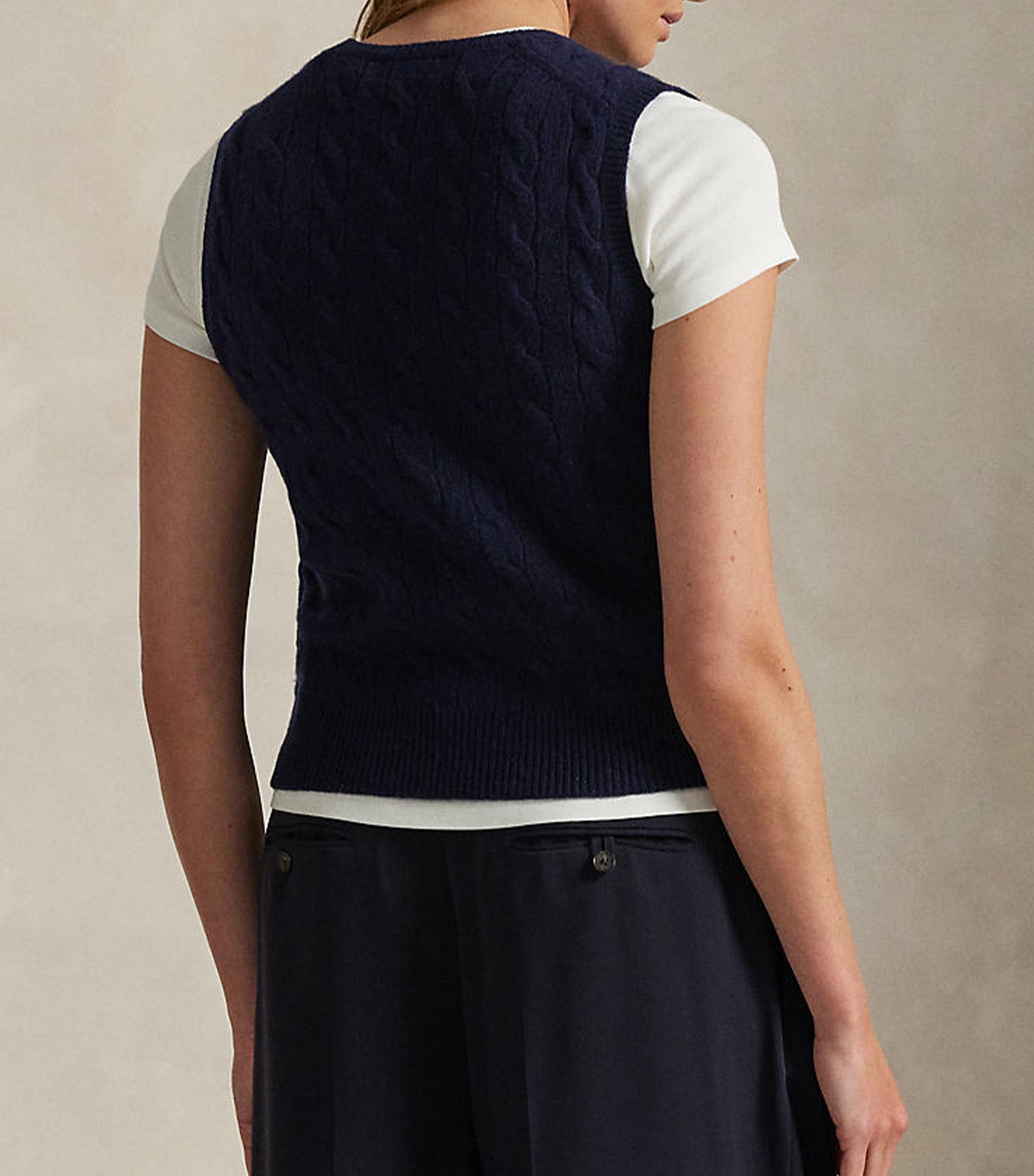 Cable Knit Sweater Vest Blue