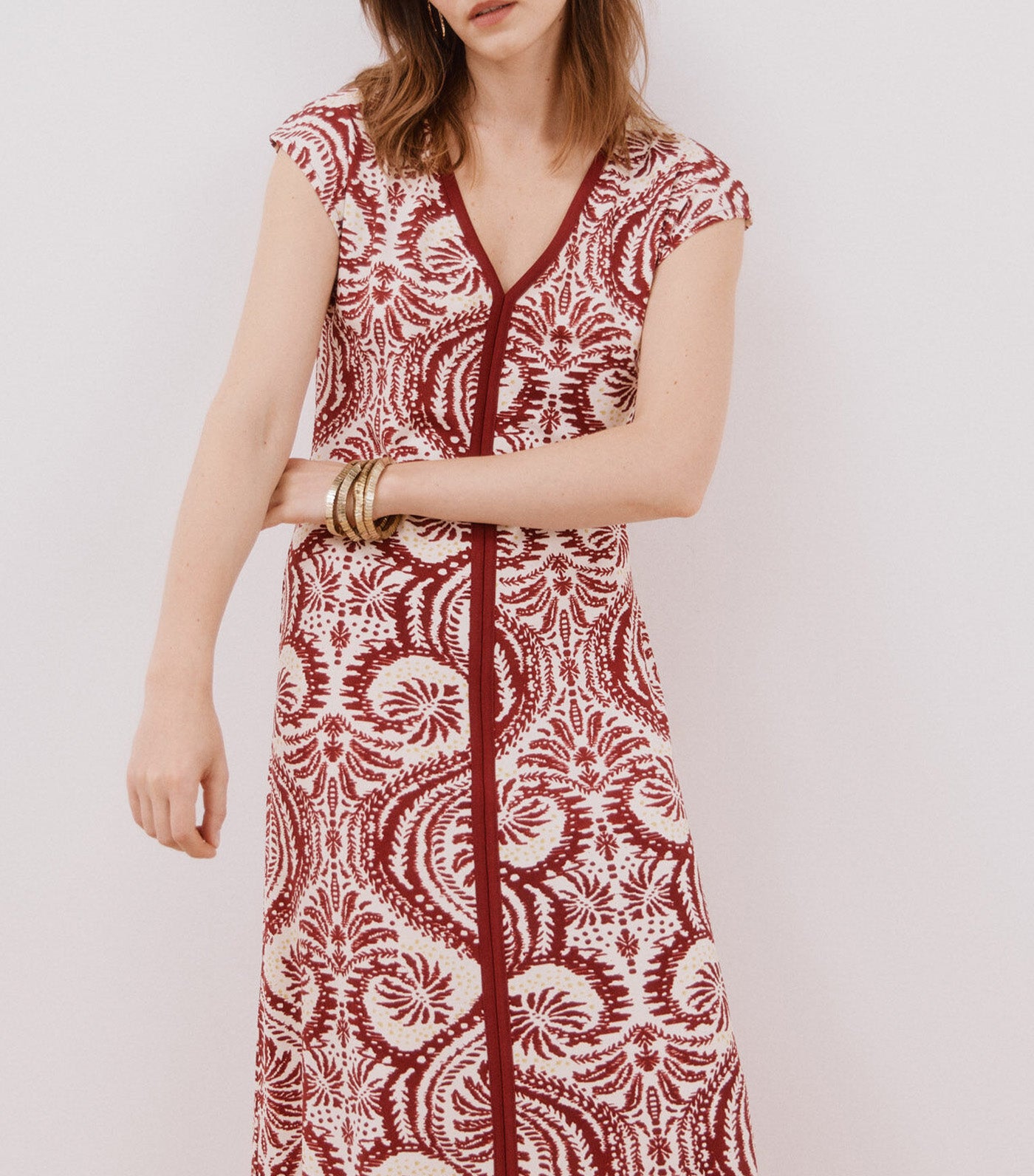 Contrast V Neckline Dress