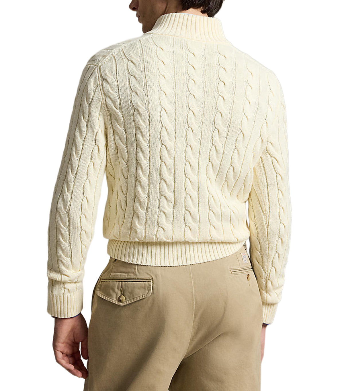 Men's Cable-Knit Cotton Quarter-Zip Sweater Cream