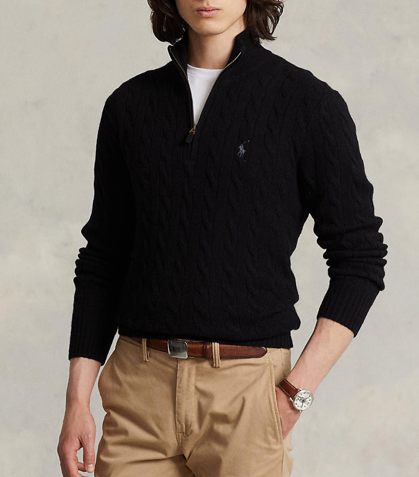 Cable-Knit Wool-Cashmere Sweater Black