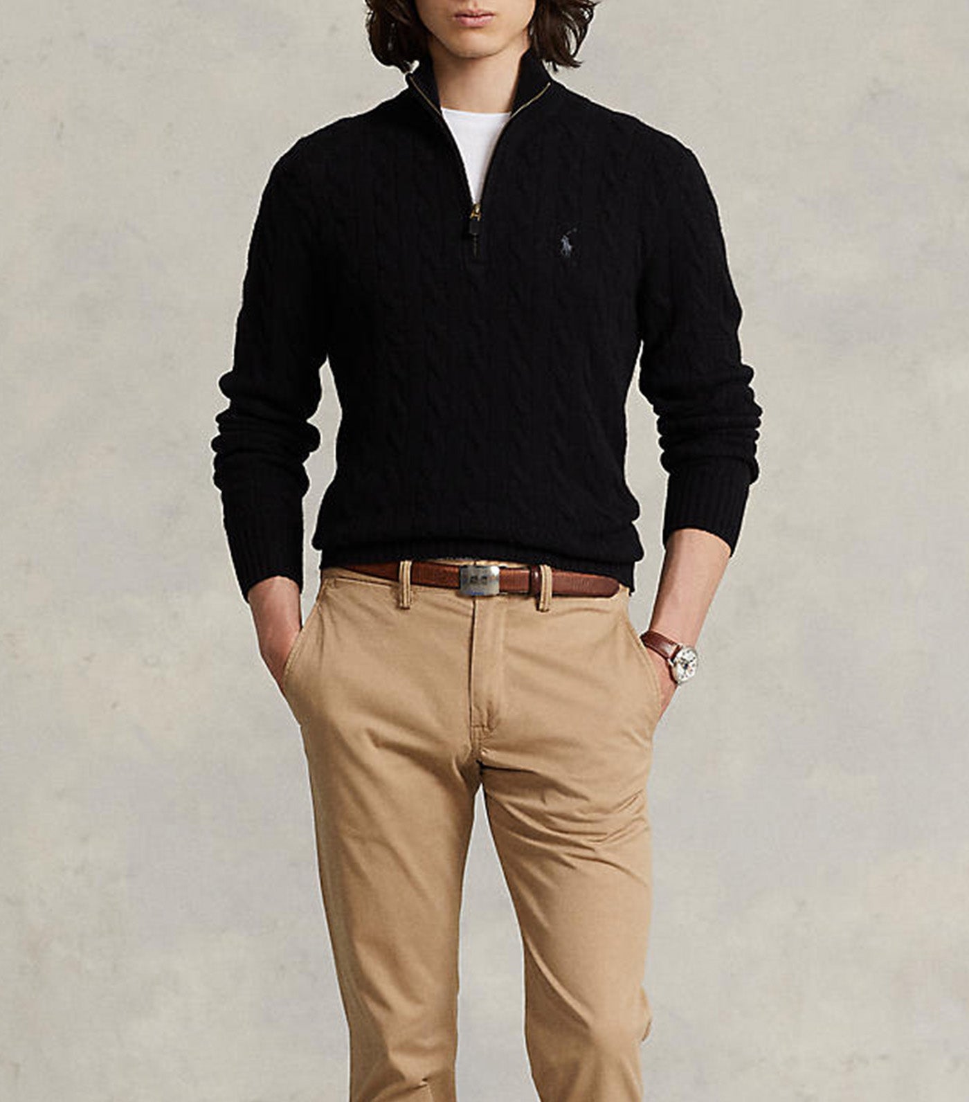 Cable-Knit Wool-Cashmere Sweater Black