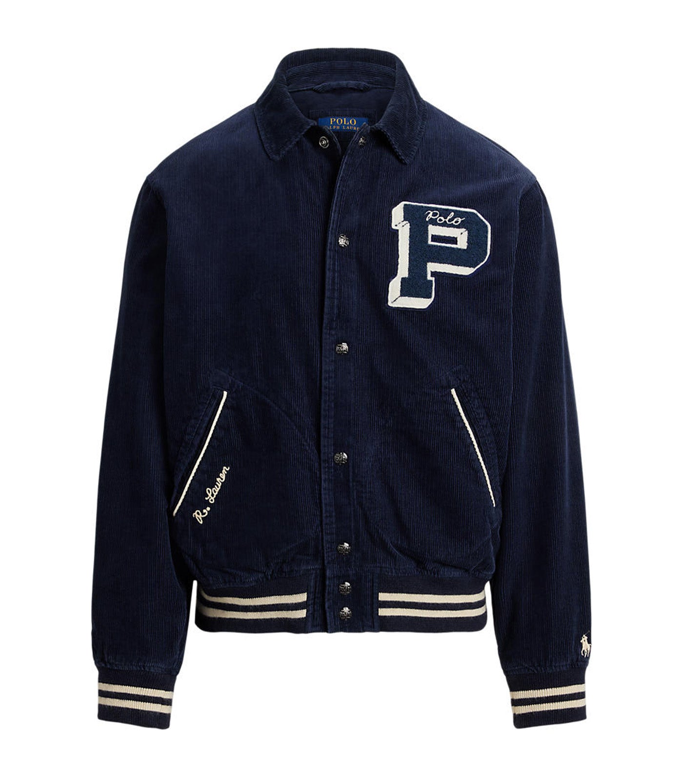 Corduroy Letter Jacket Navy
