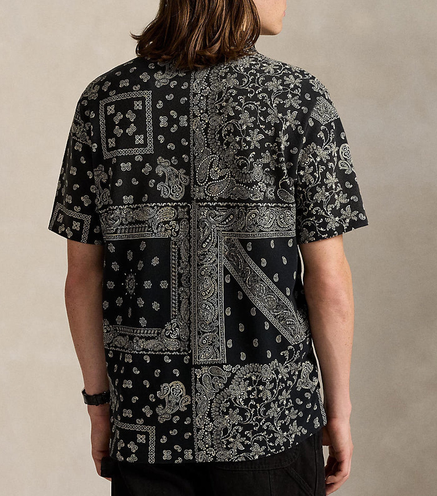 Classic Fit Bandanna Mesh Polo Shirt Black