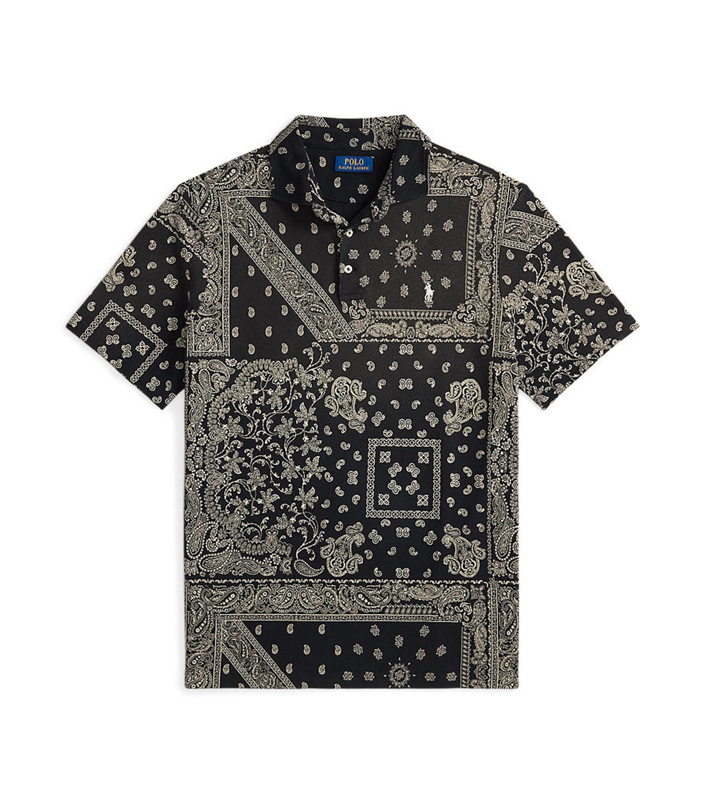 Classic Fit Bandanna Mesh Polo Shirt Black