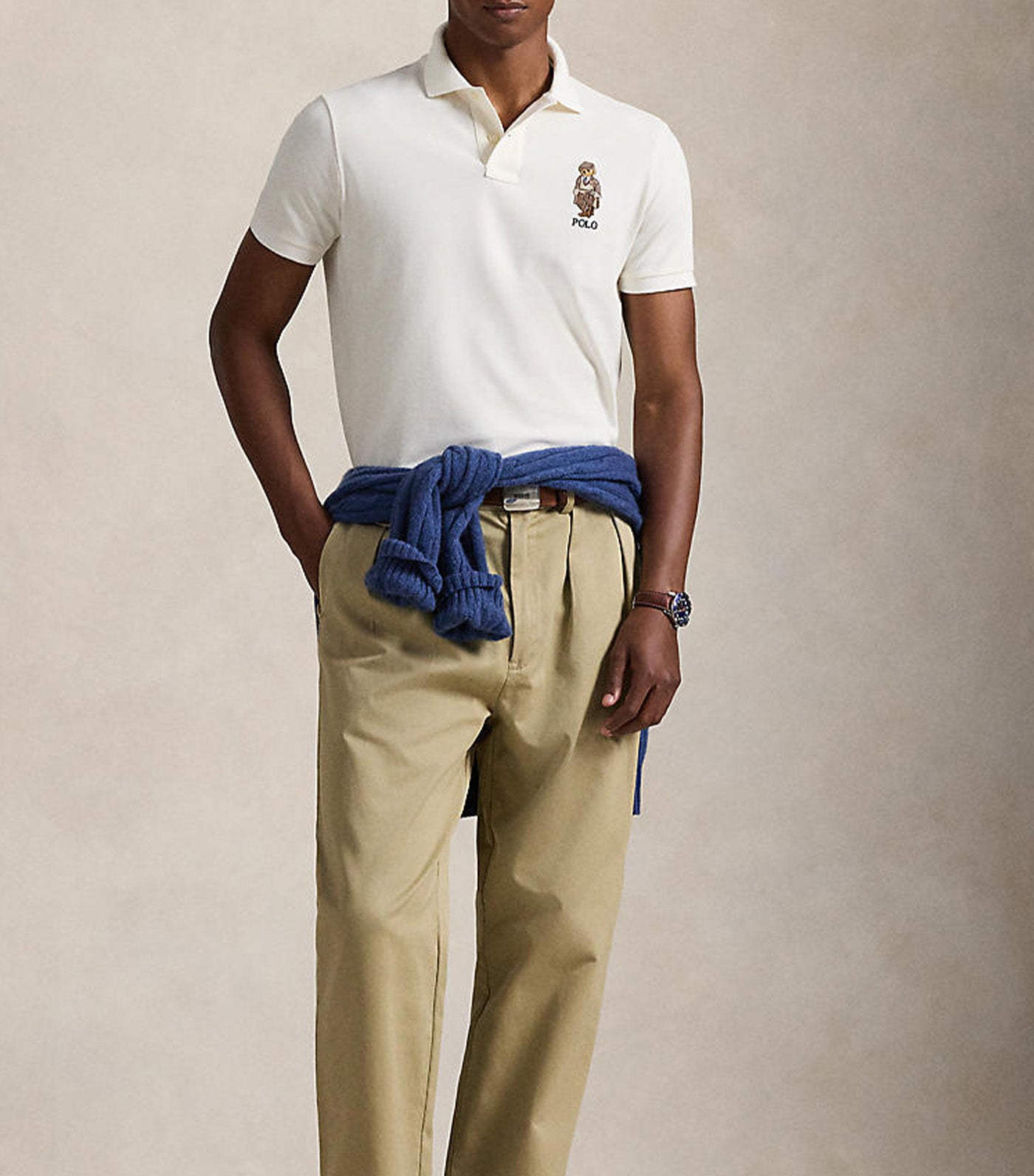 Custom Slim Fit Polo Bear Polo Shirt White