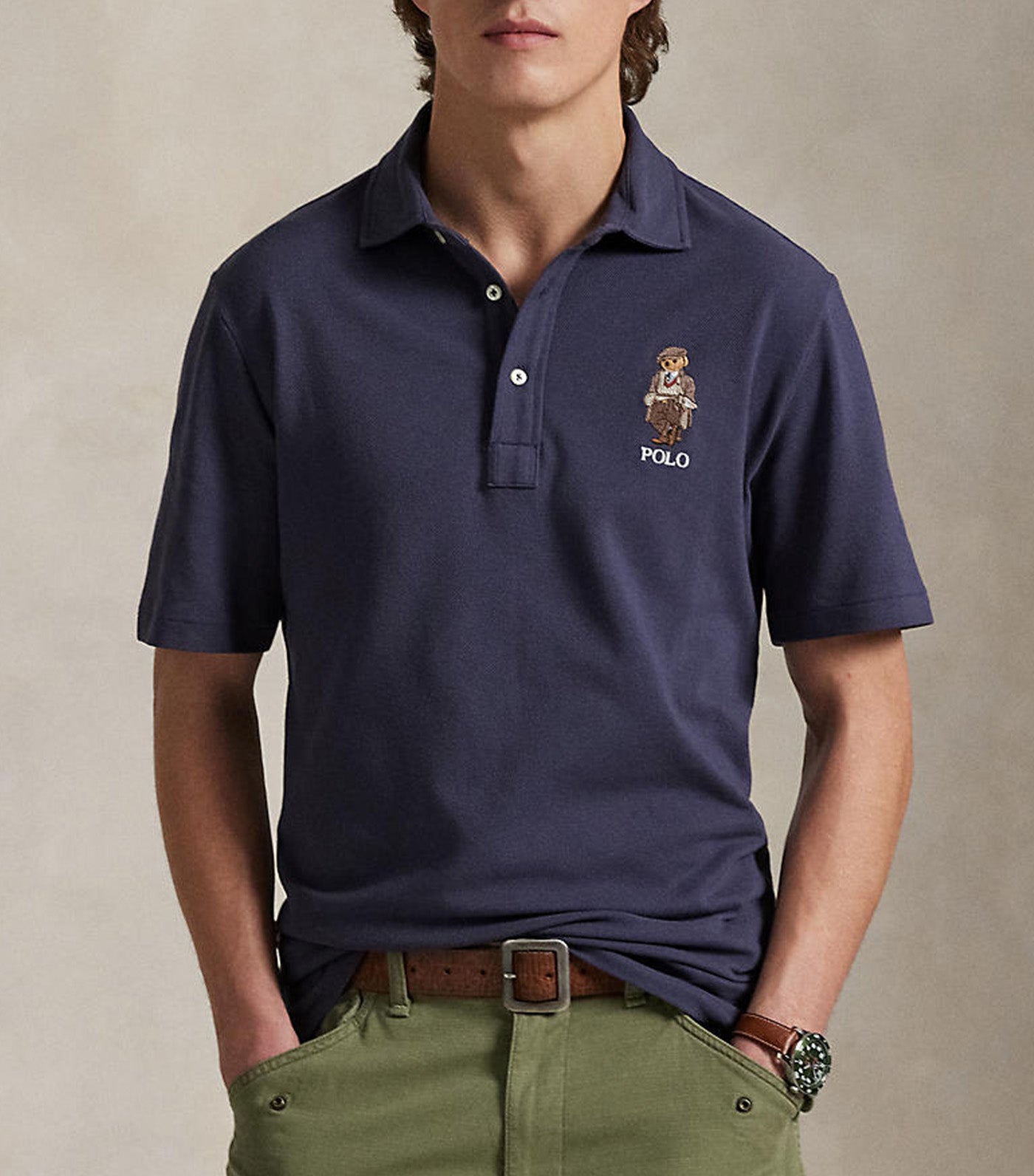 Custom Slim Fit Polo Bear Mesh Polo Shirt Blue