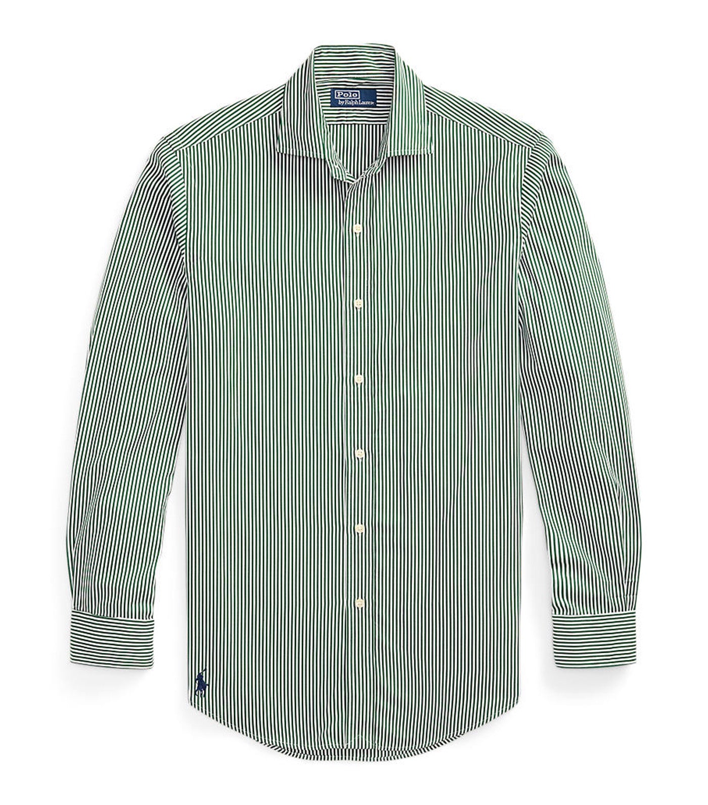 Custom Fit Striped Poplin Shirt Green