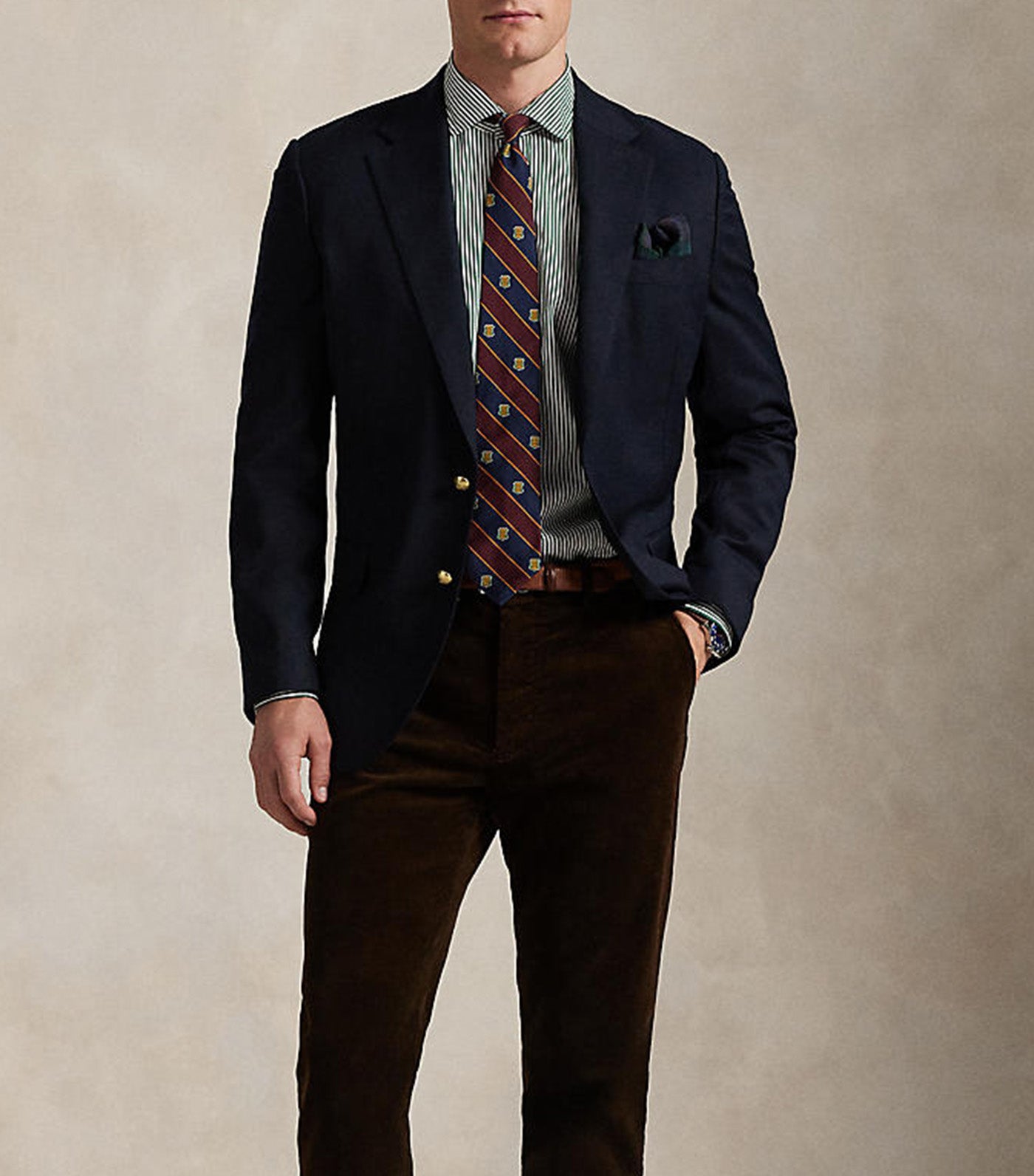 Custom Fit Striped Poplin Shirt Green