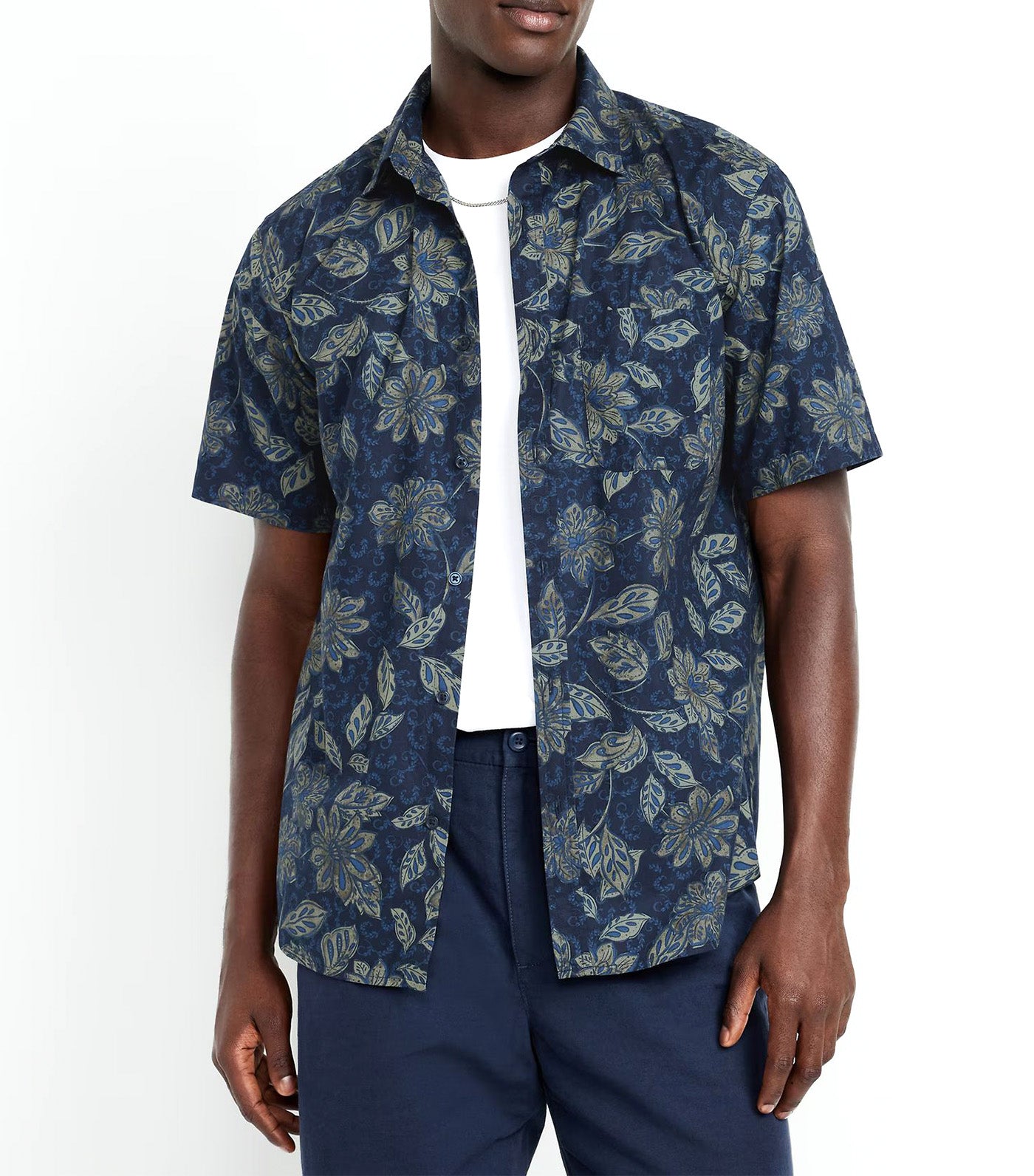 Old Navy Classic Fit Printed Everyday Shirt Blue Floral