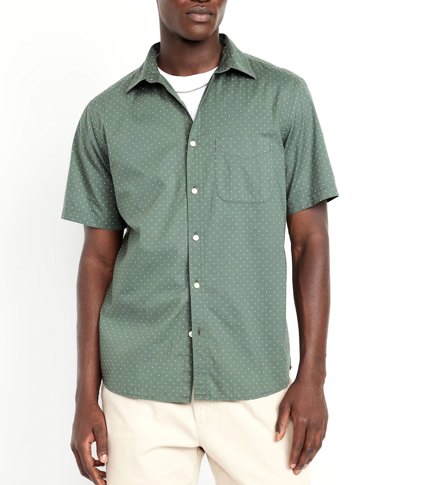 Old Navy Classic Fit Printed Everyday Shirt Green Dots