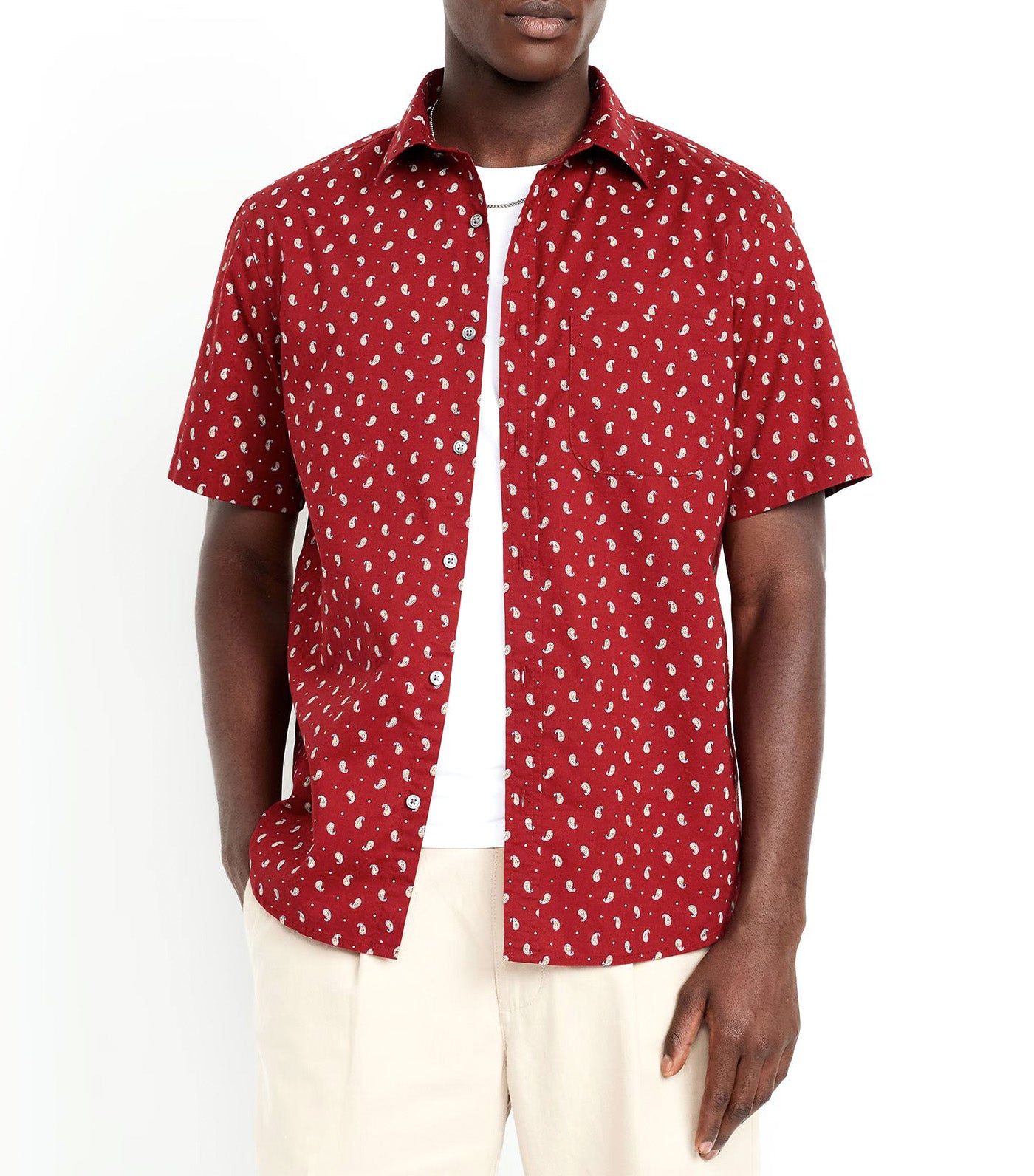 Old Navy Classic Fit Printed Everyday Shirt Red Paisley