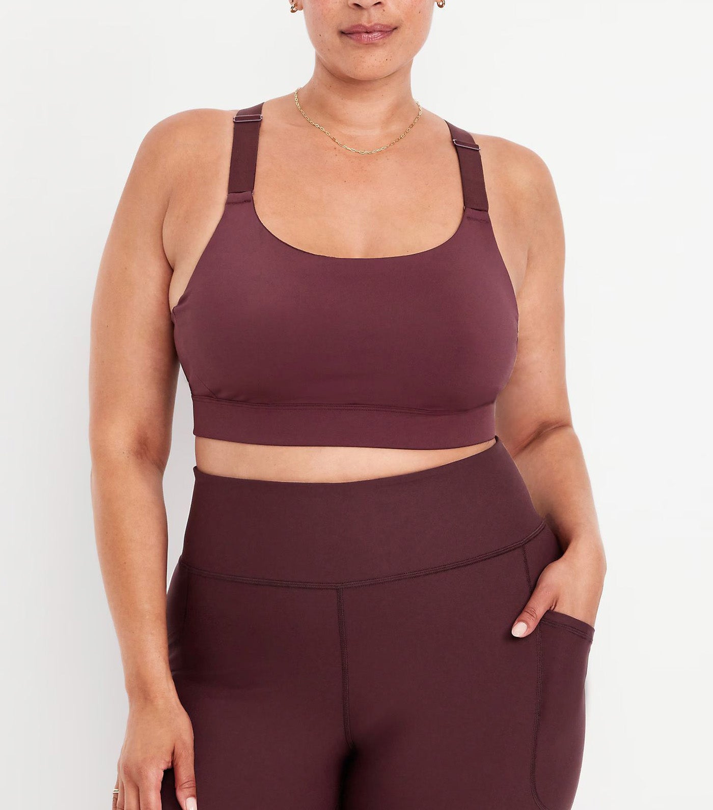 Old Navy Medium Support PowerSoft Sports Bra Dark Sepia