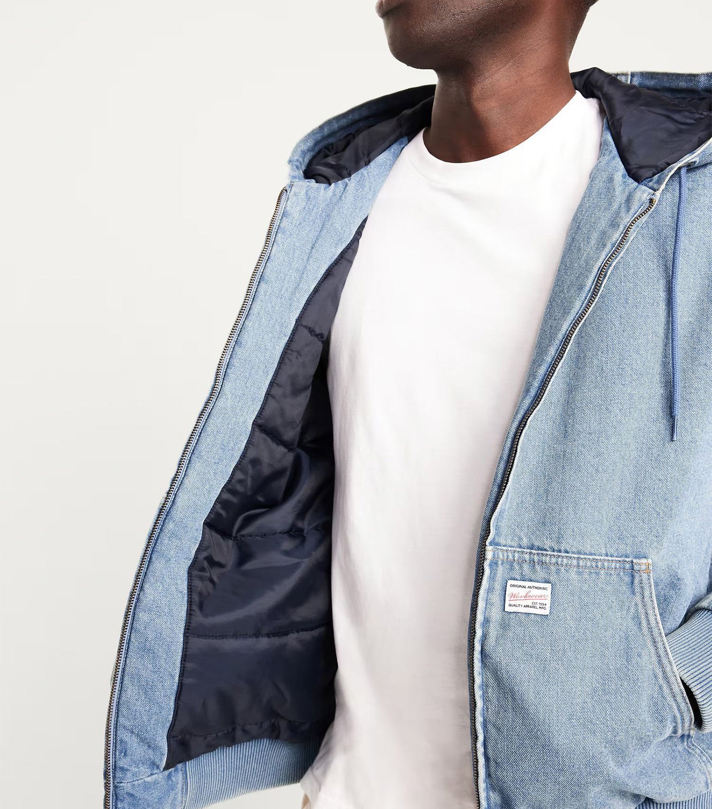 Old Navy Oversized Denim Zip Hoodie Medium Wash