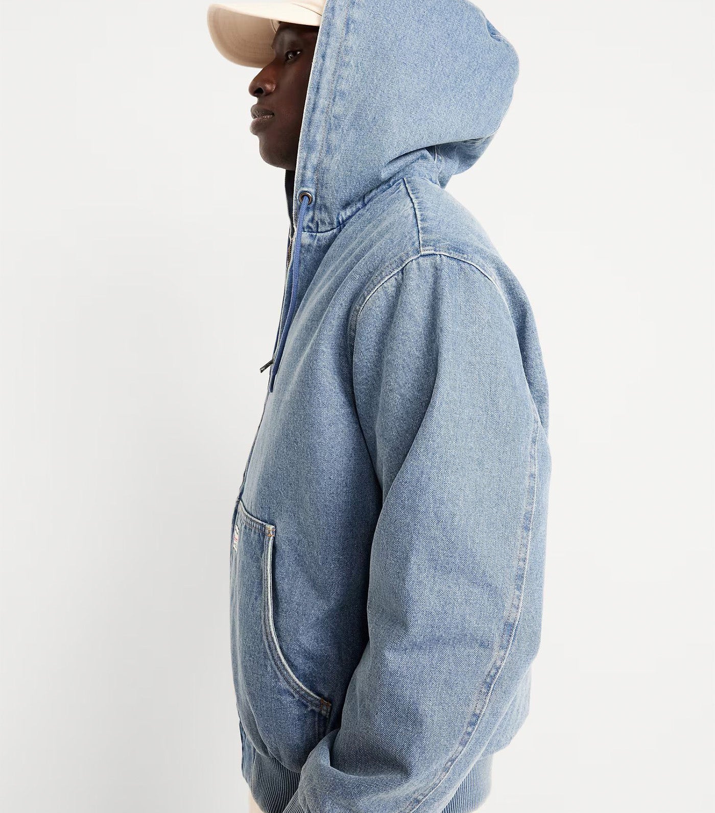 Old Navy Oversized Denim Zip Hoodie Medium Wash
