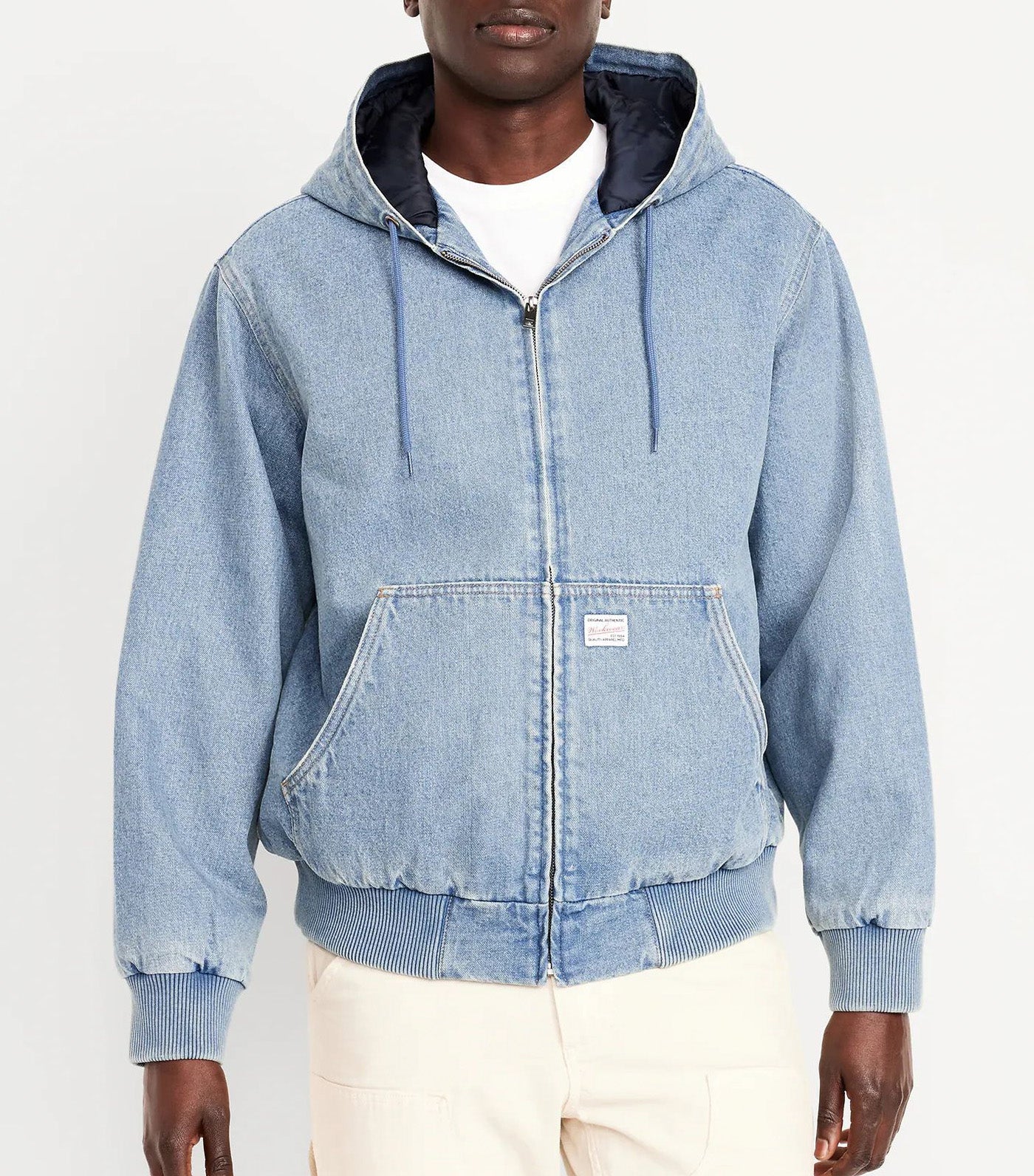 Old Navy Oversized Denim Zip Hoodie Medium Wash