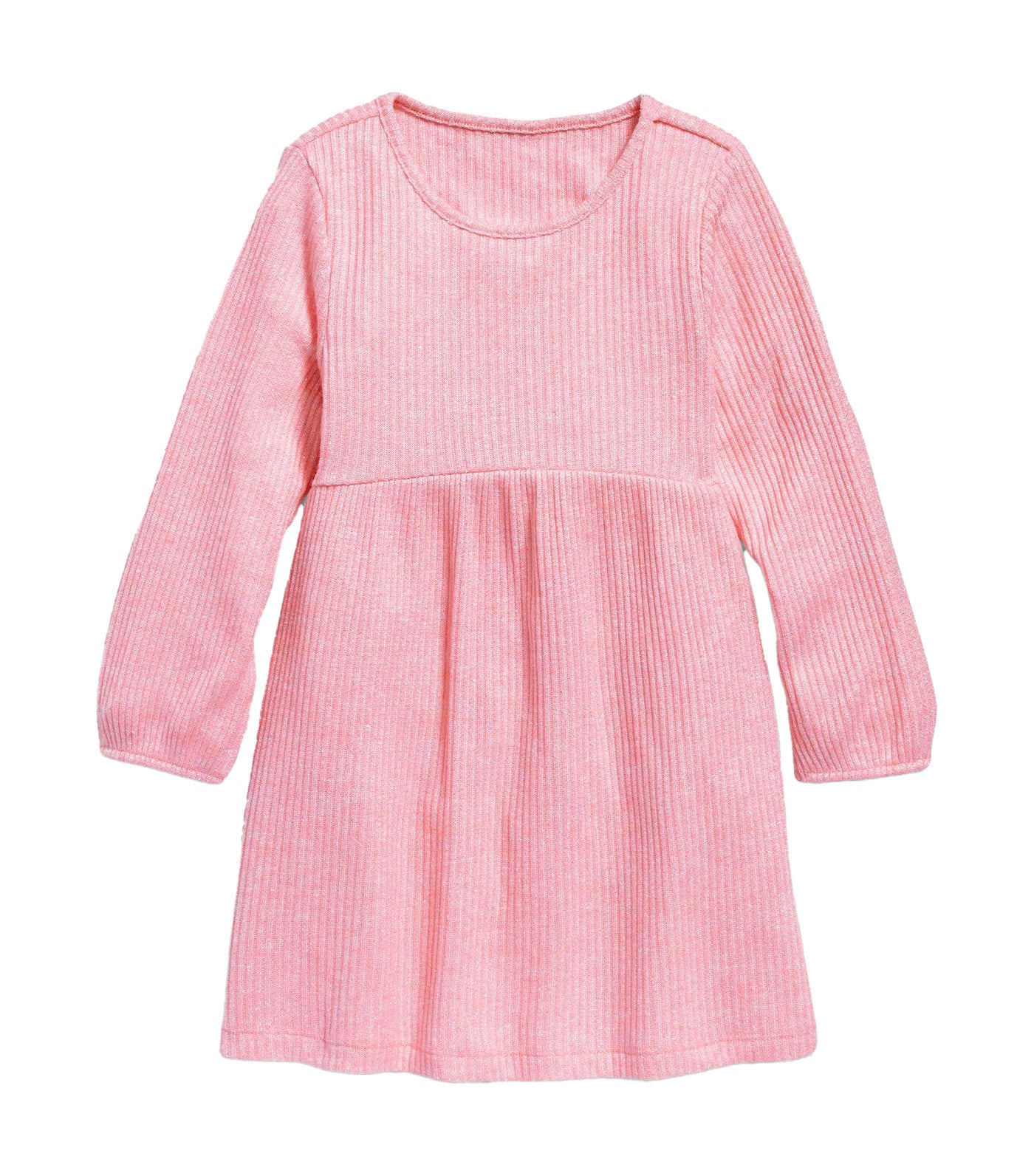 Long Sleeve Shiny Ribbed Dress for Toddler Girls Guava Heart