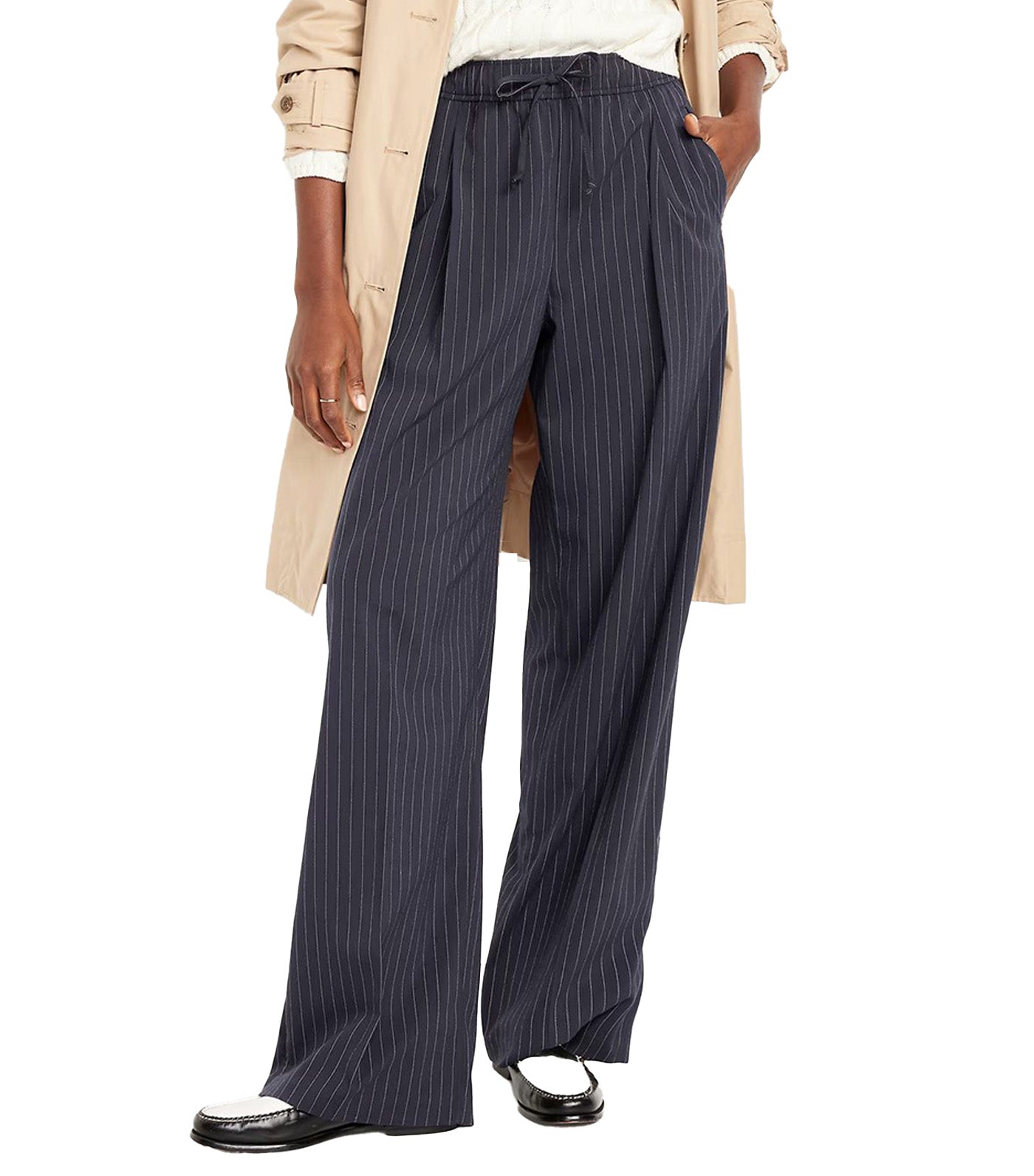 High-Waisted Billie Pinstripe Wide-Leg Trouser