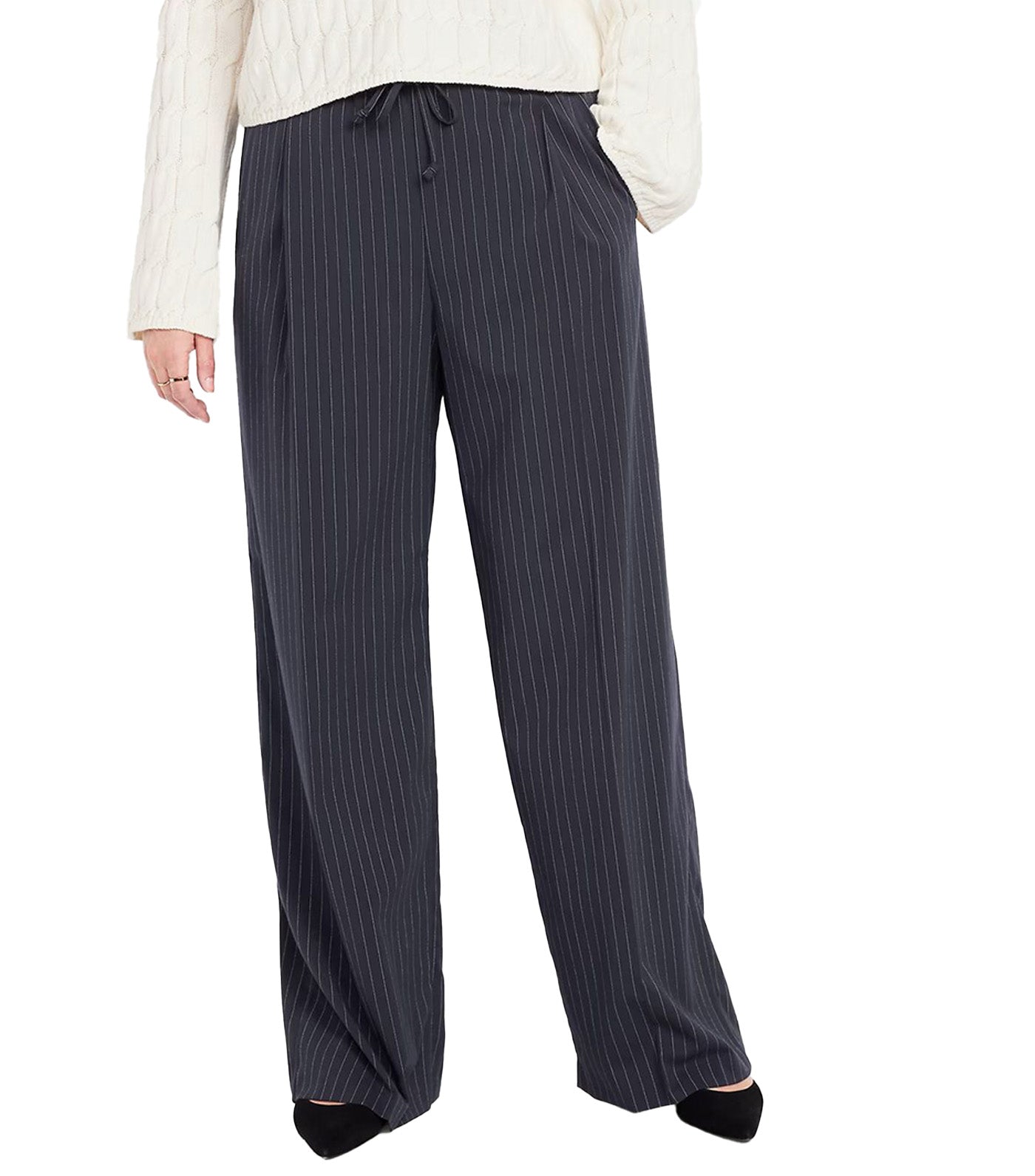High-Waisted Billie Pinstripe Wide-Leg Trouser