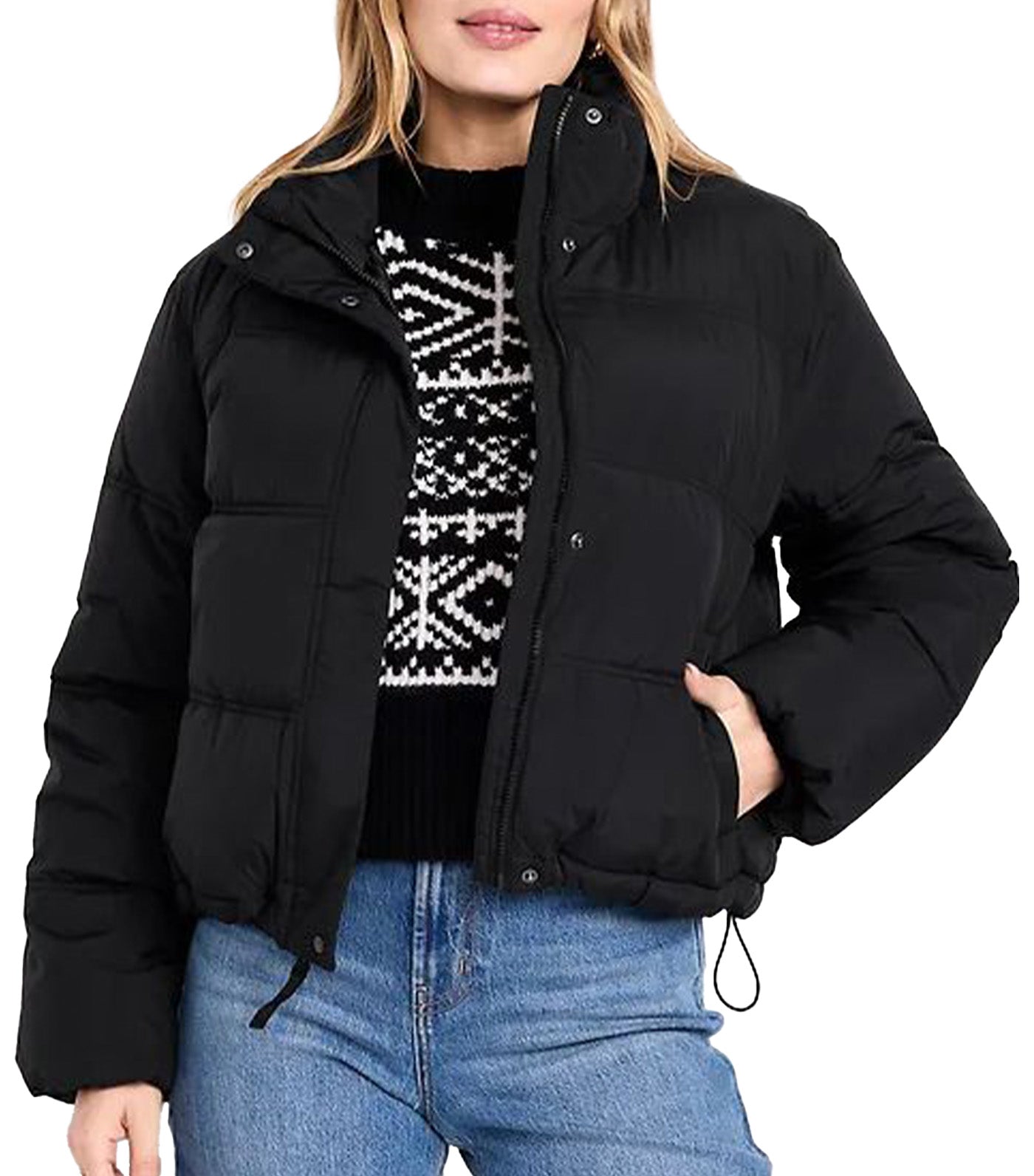 Old Navy Water-Resistant Nylon Puffer Jacket Black Jack
