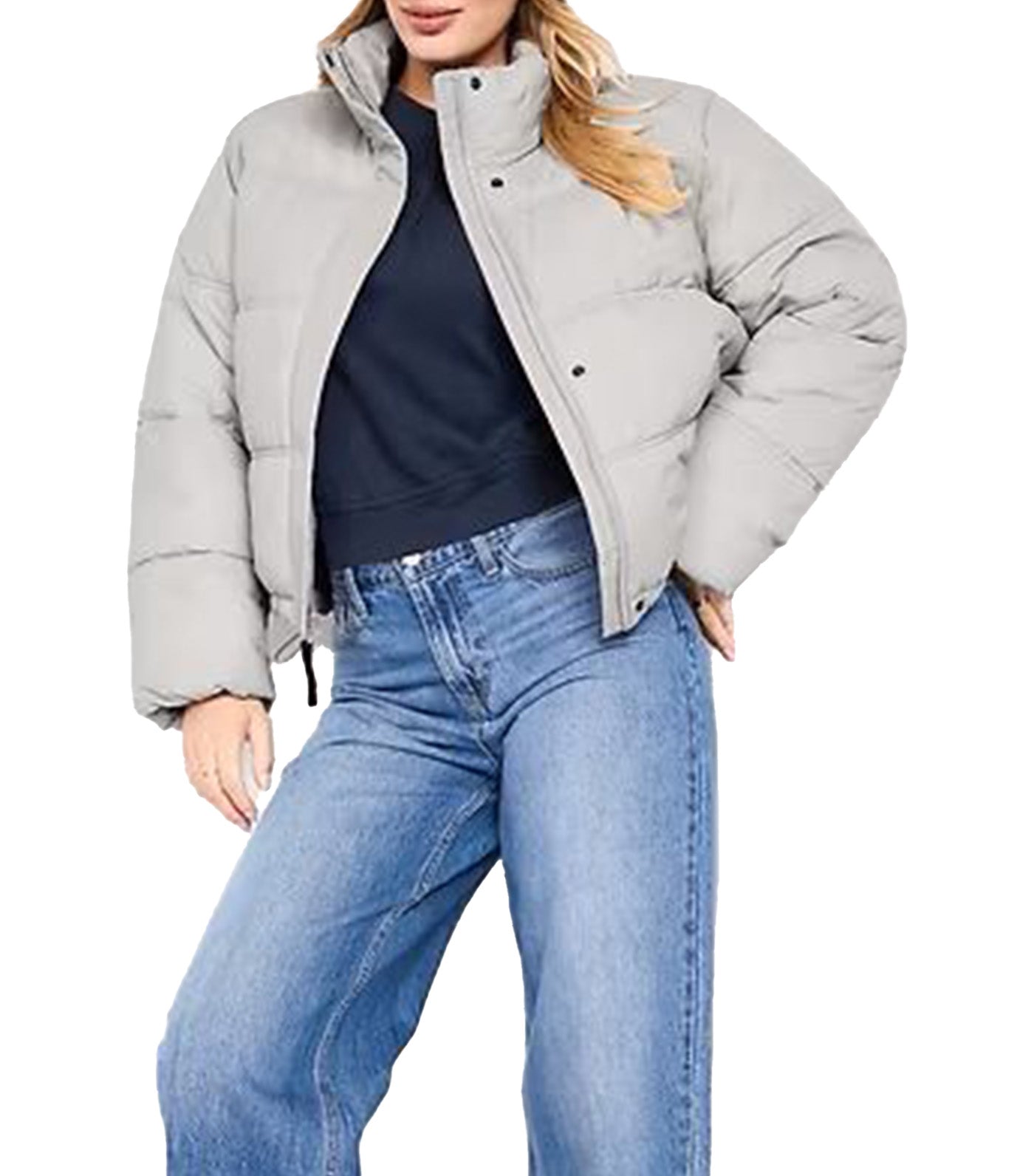 Old Navy Water-Resistant Nylon Puffer Jacket Polished Concrete