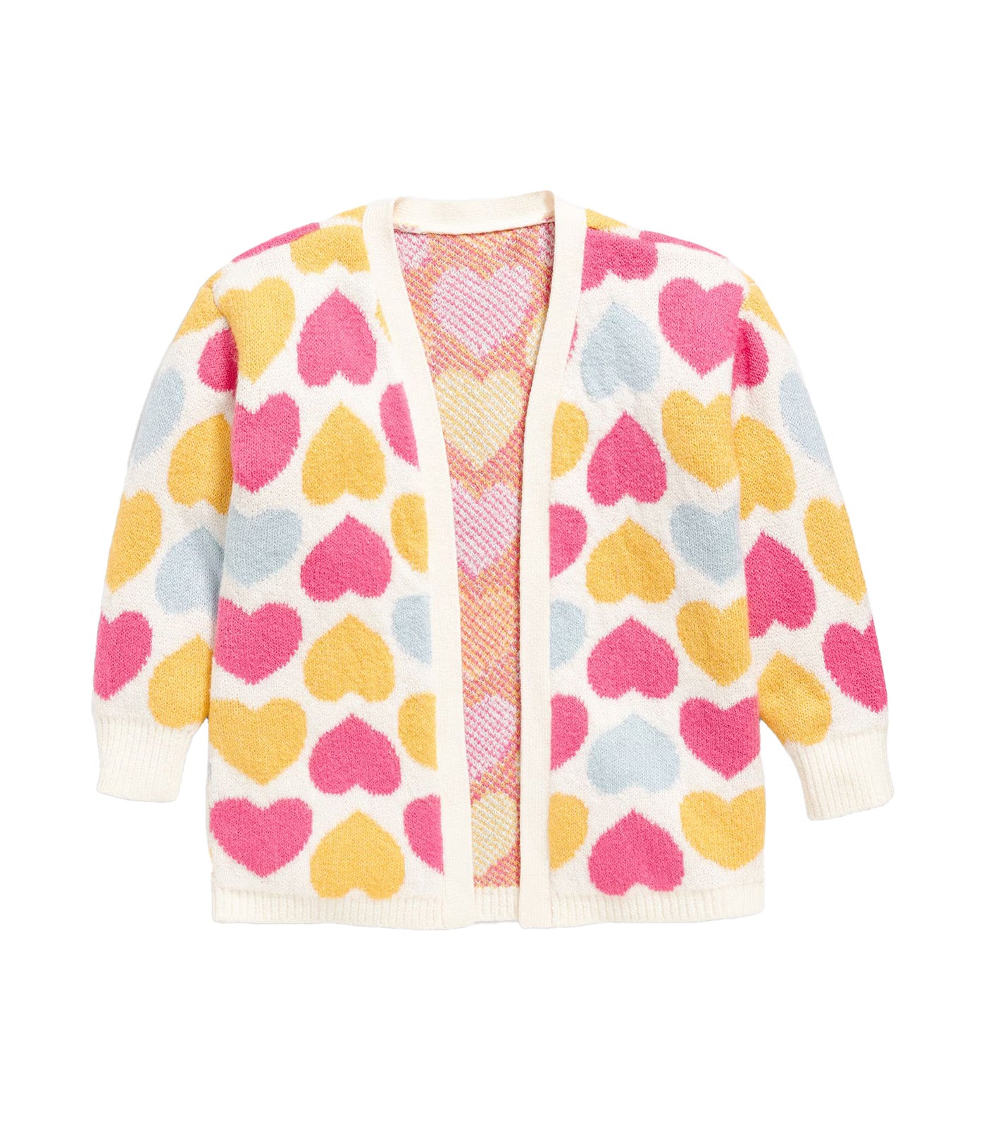 SoSoft Printed Open-Front Tunic Sweater for Toddler Girls Multi Hearts