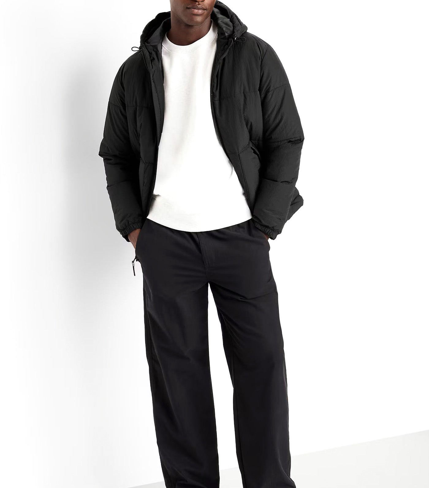 Old Navy Water-Resistant Hooded Puffer Jacket Black Jack