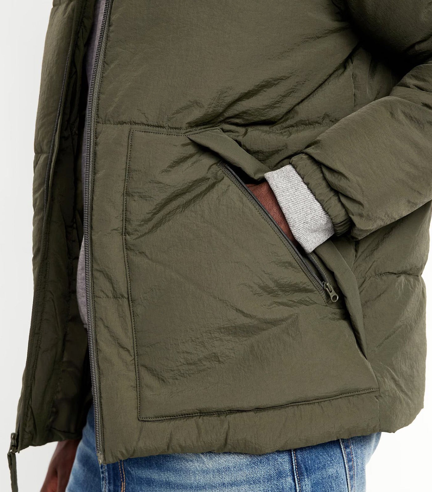 Old Navy Water-Resistant Hooded Puffer Jacket Heritage Green