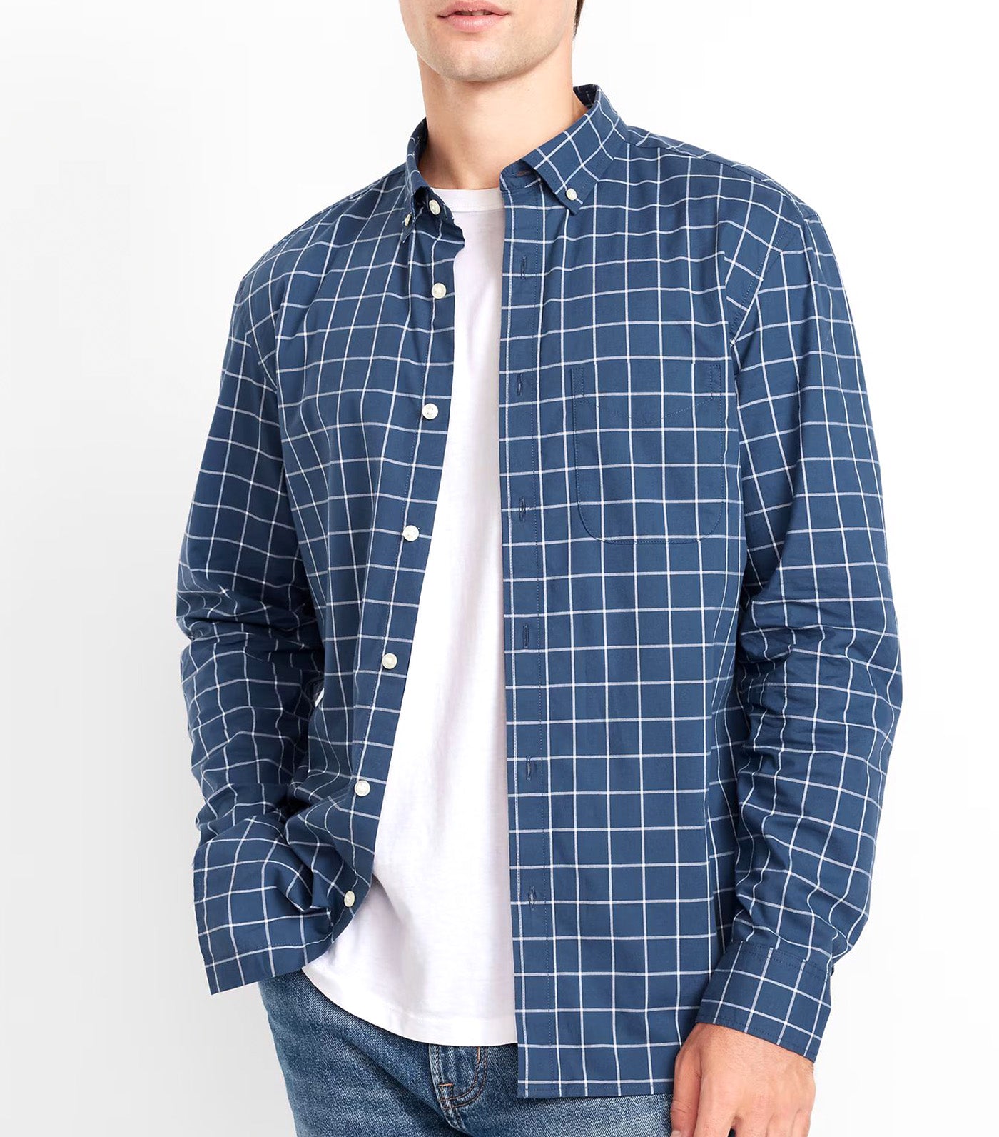 Old Navy Classic Fit Everyday Shirt Navy Windowpane