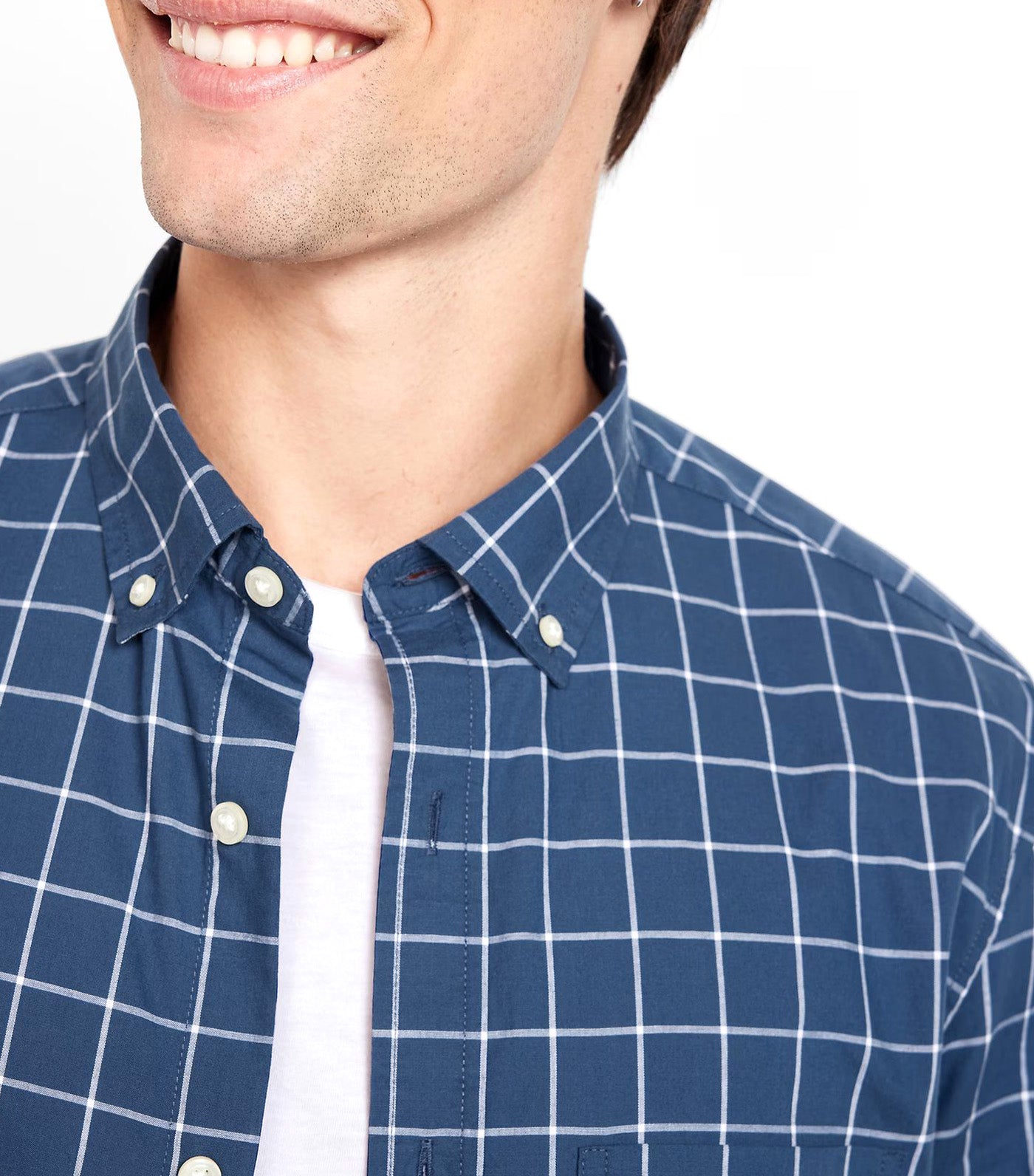 Old Navy Classic Fit Everyday Shirt Navy Windowpane