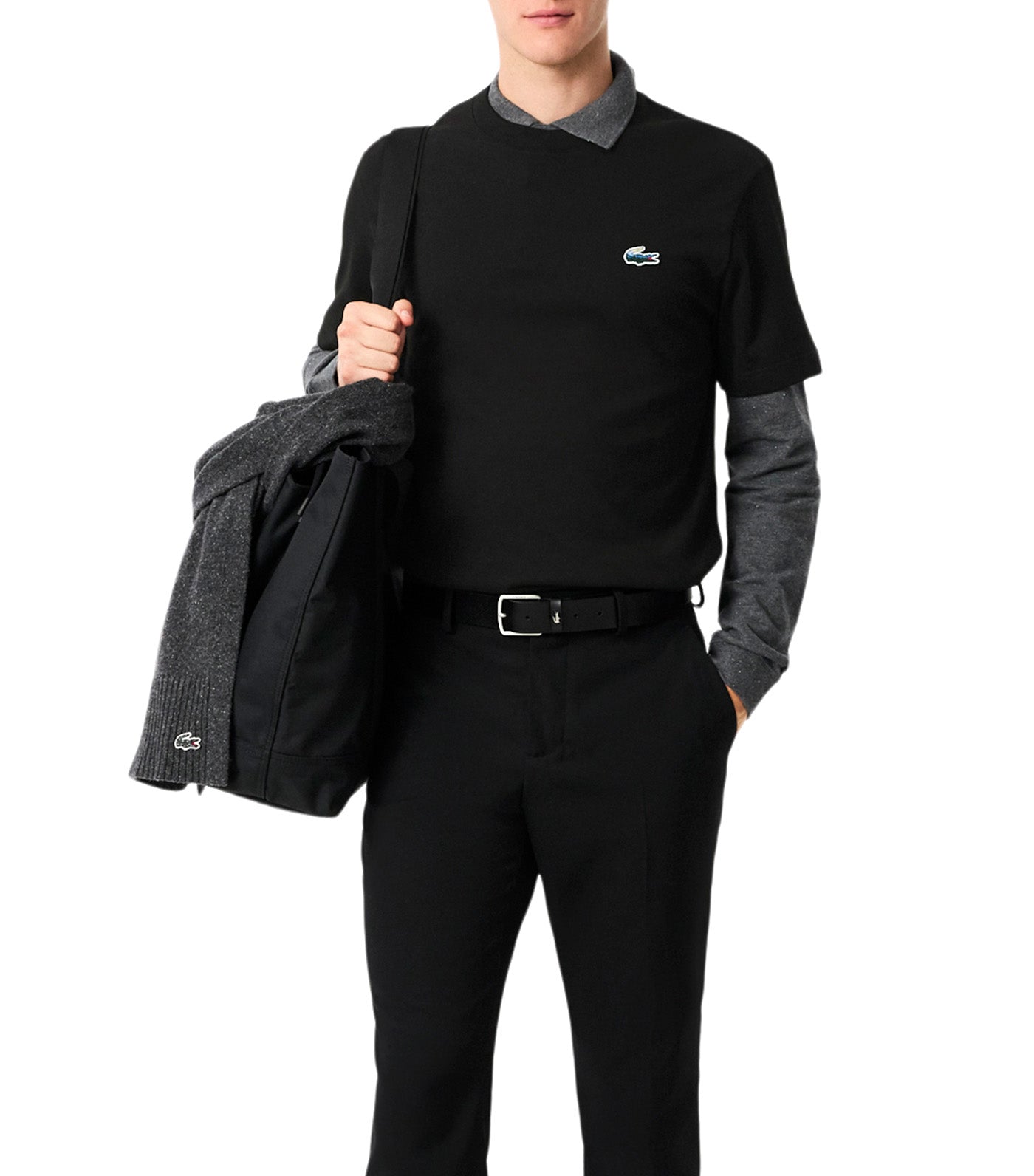 Lacoste Heavy Jersey Landscape Crocodile T-Shirt Black