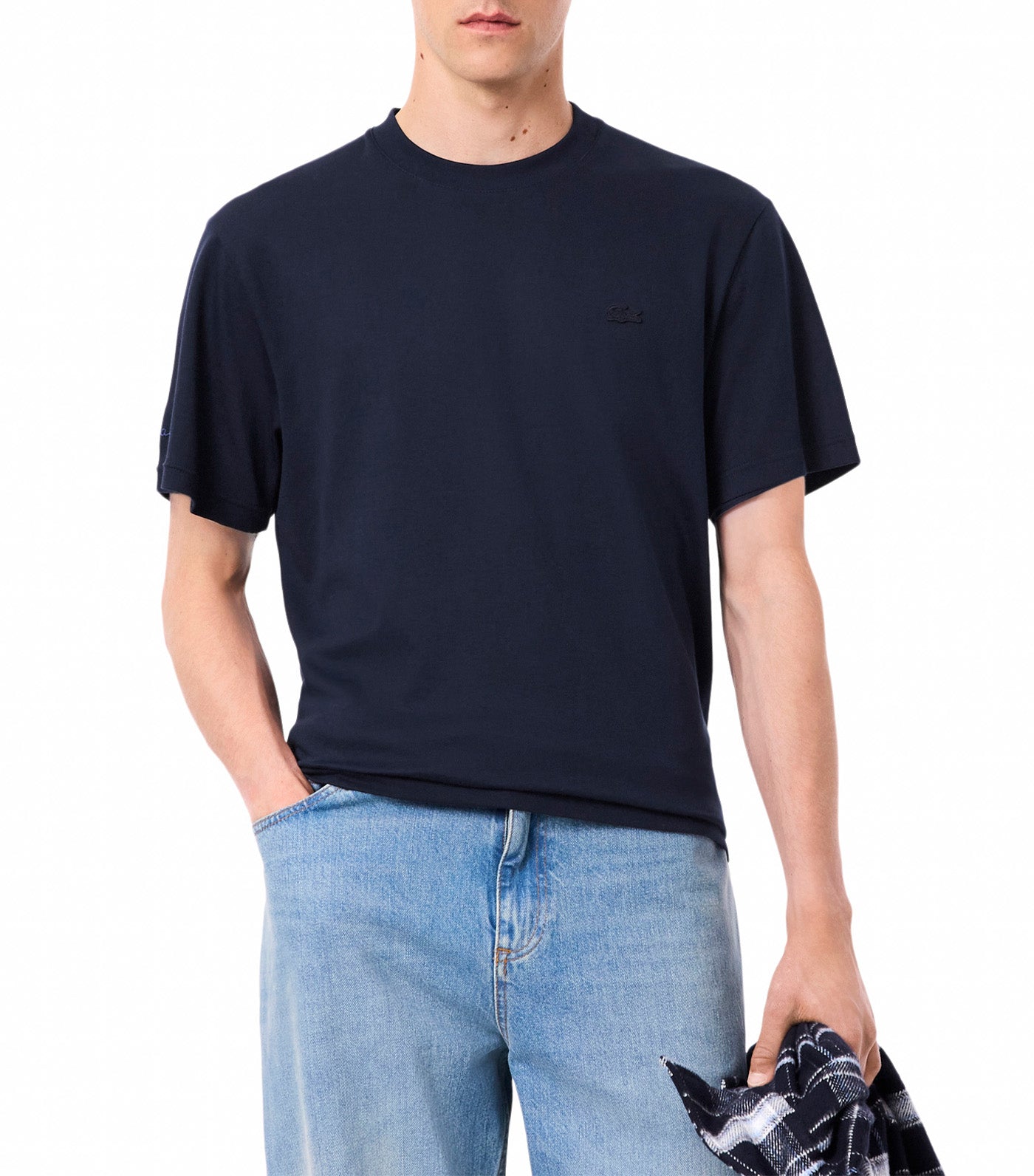 Lacoste Embroidered Signature T-Shirt Navy Blue