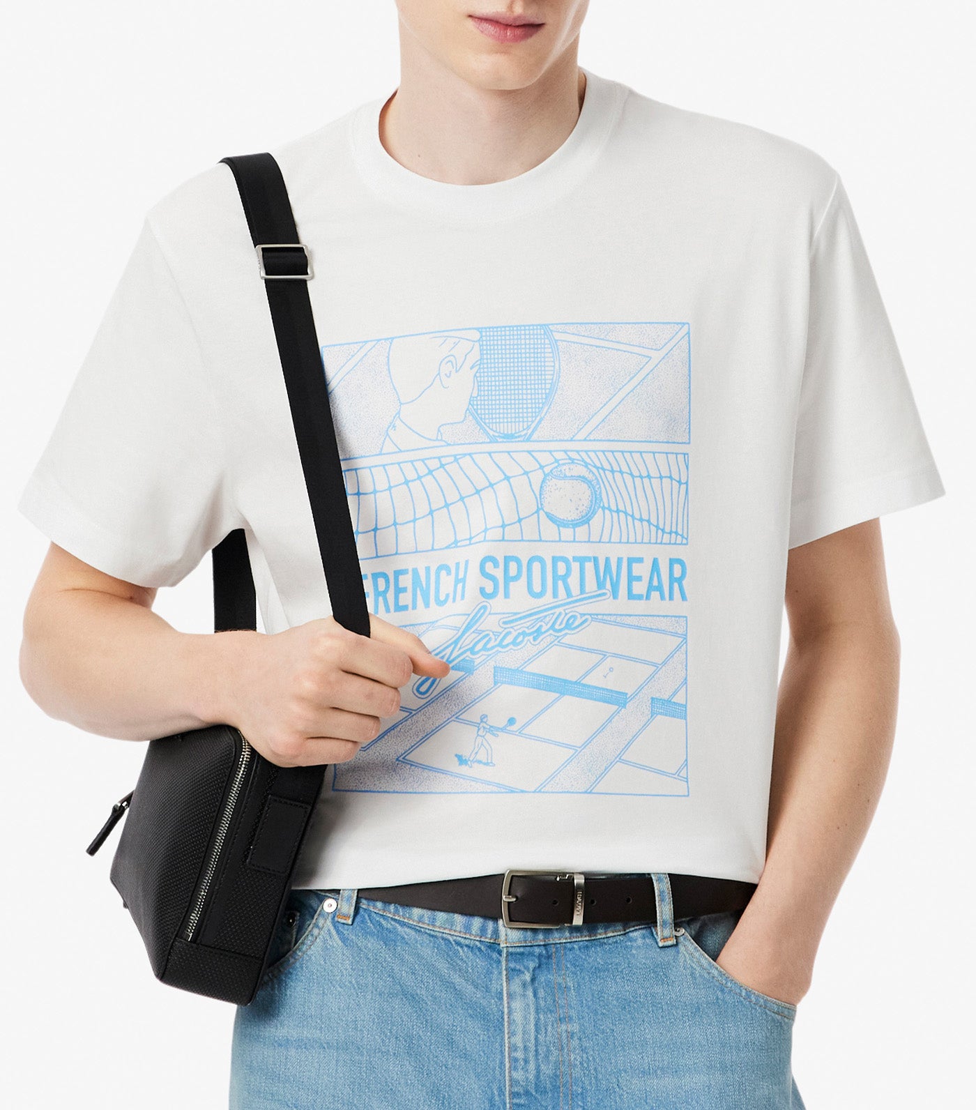 Tennis Court Print Cotton T-Shirt