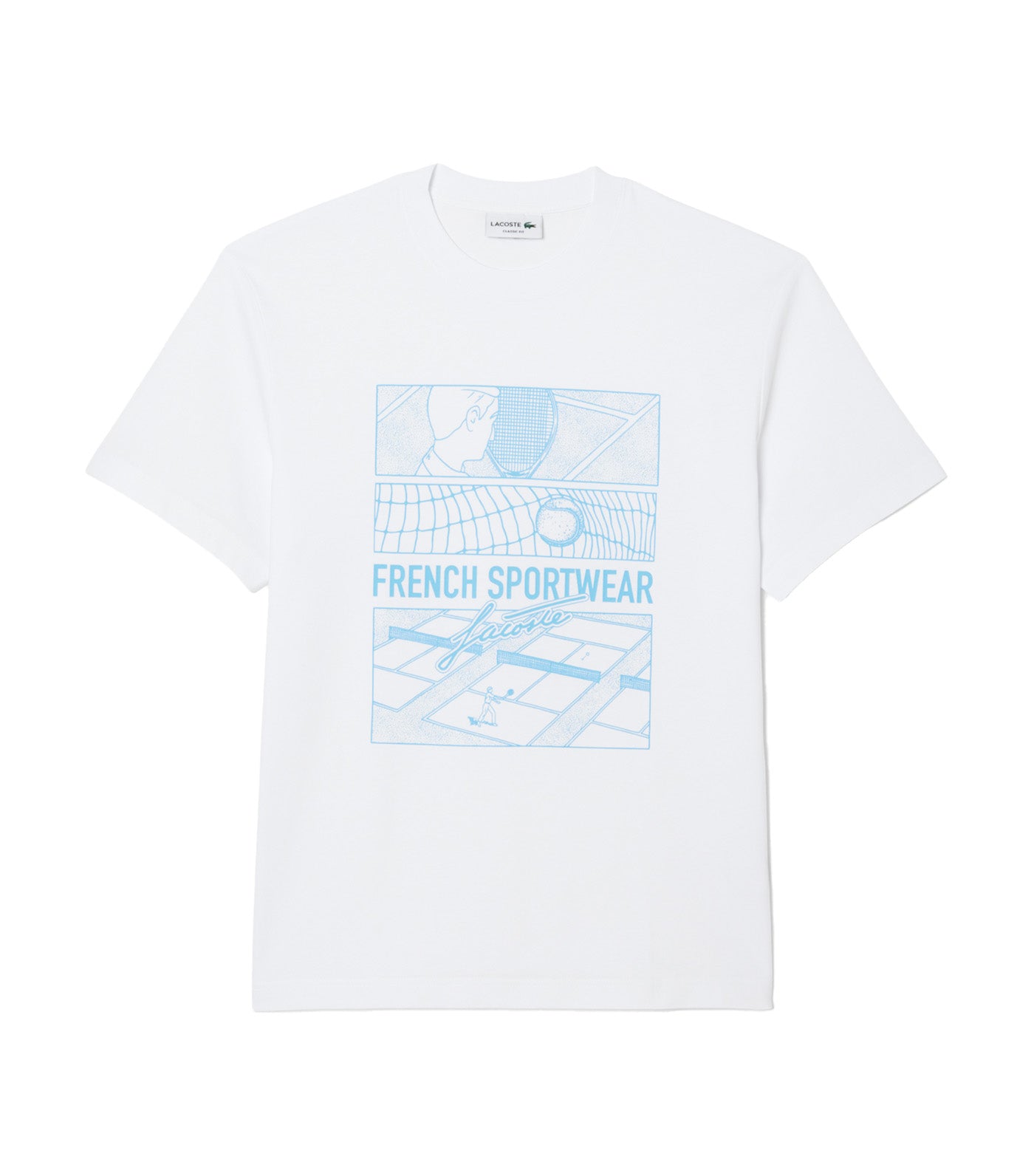 Tennis Court Print Cotton T-Shirt