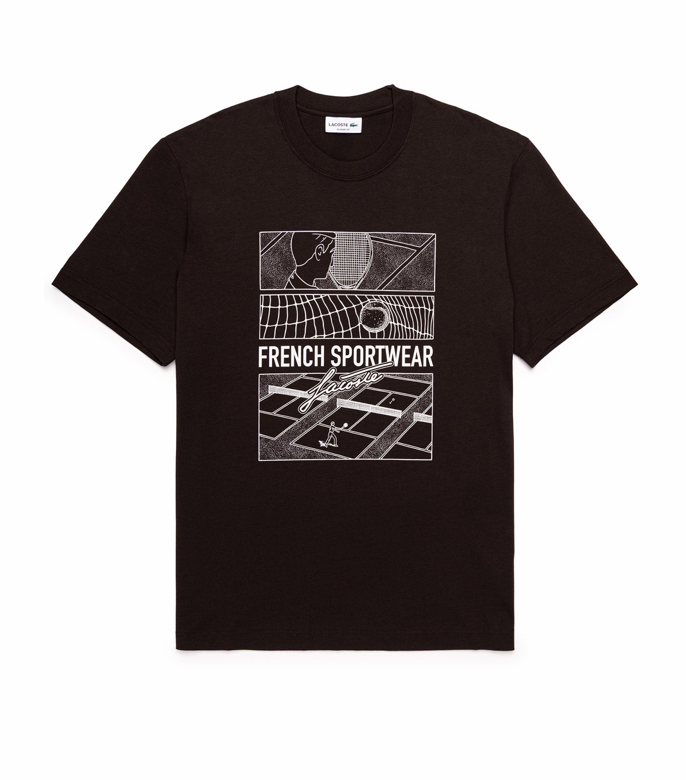 Tennis Court Print Cotton T-Shirt